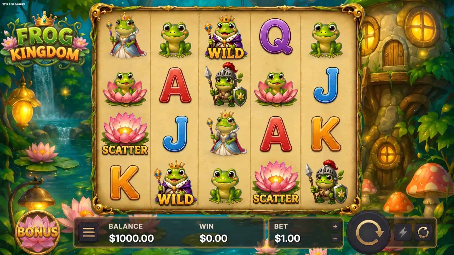 Frog Kingdom slot gameplay reels