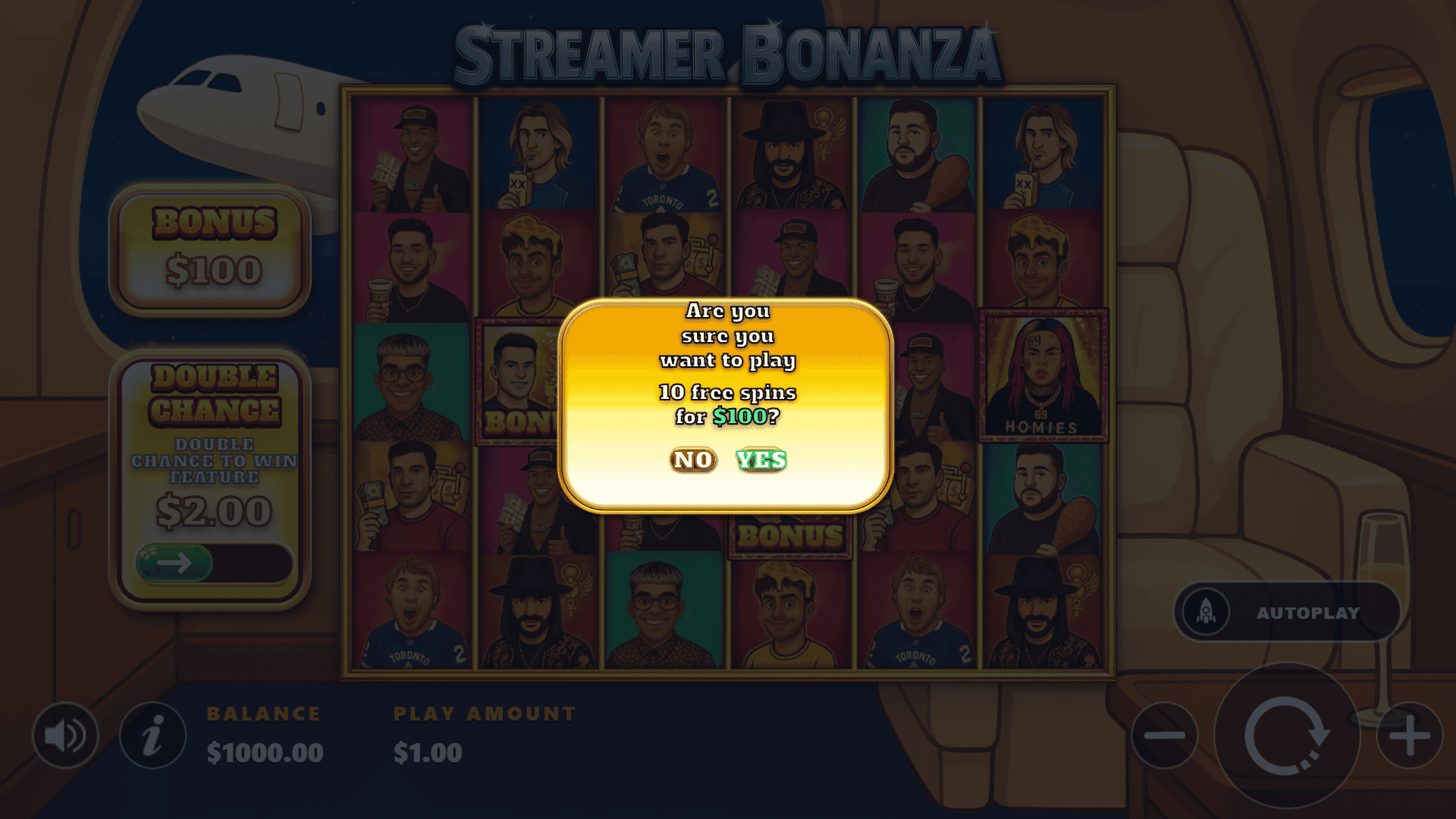 Streamer Bonanza bonus buy menu