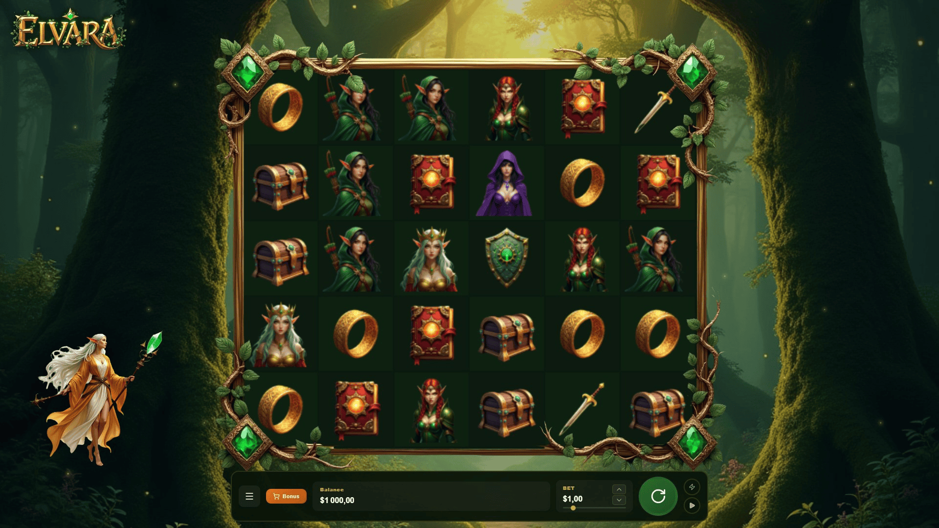 Elvara slot gameplay reels
