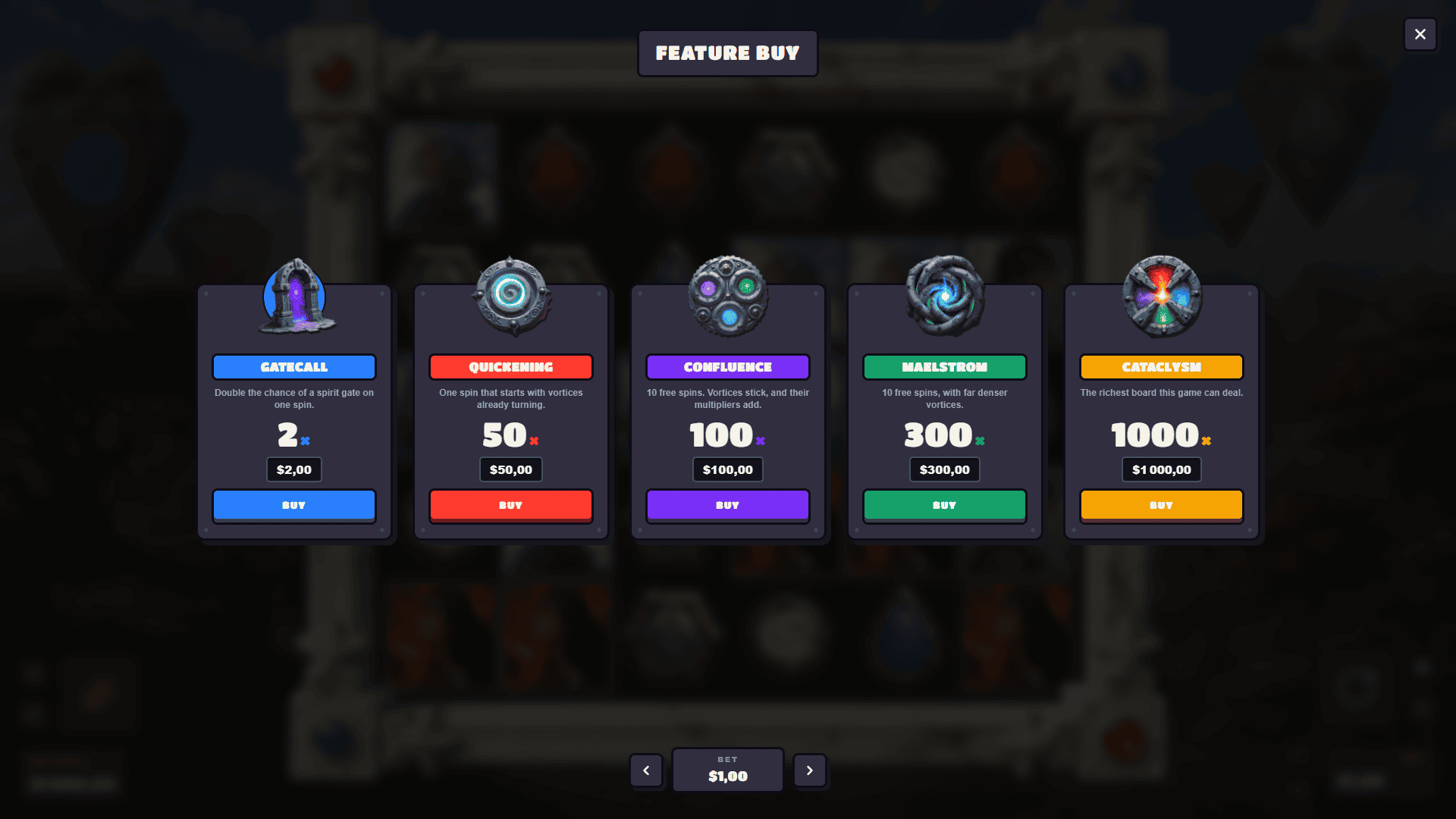 Fourfold bonus buy menu