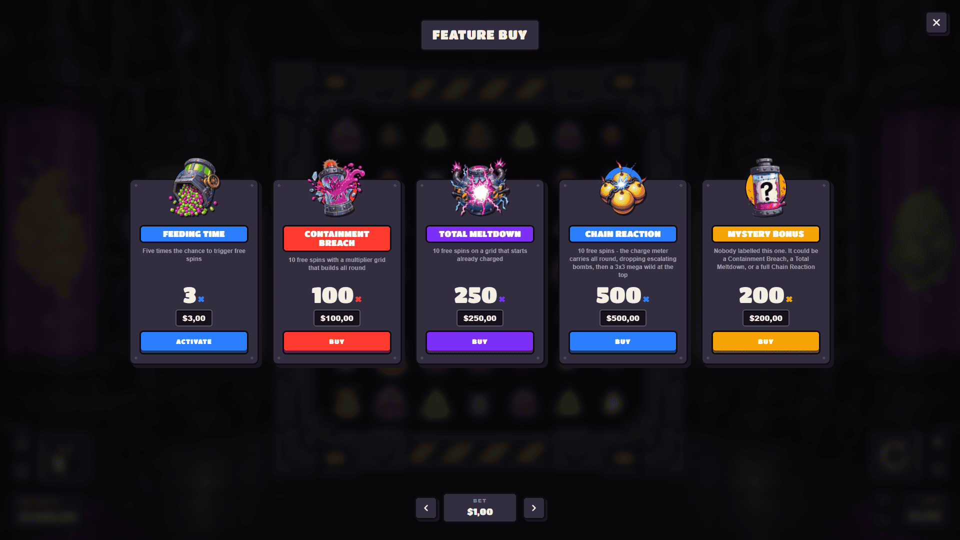 Zoolab bonus buy menu