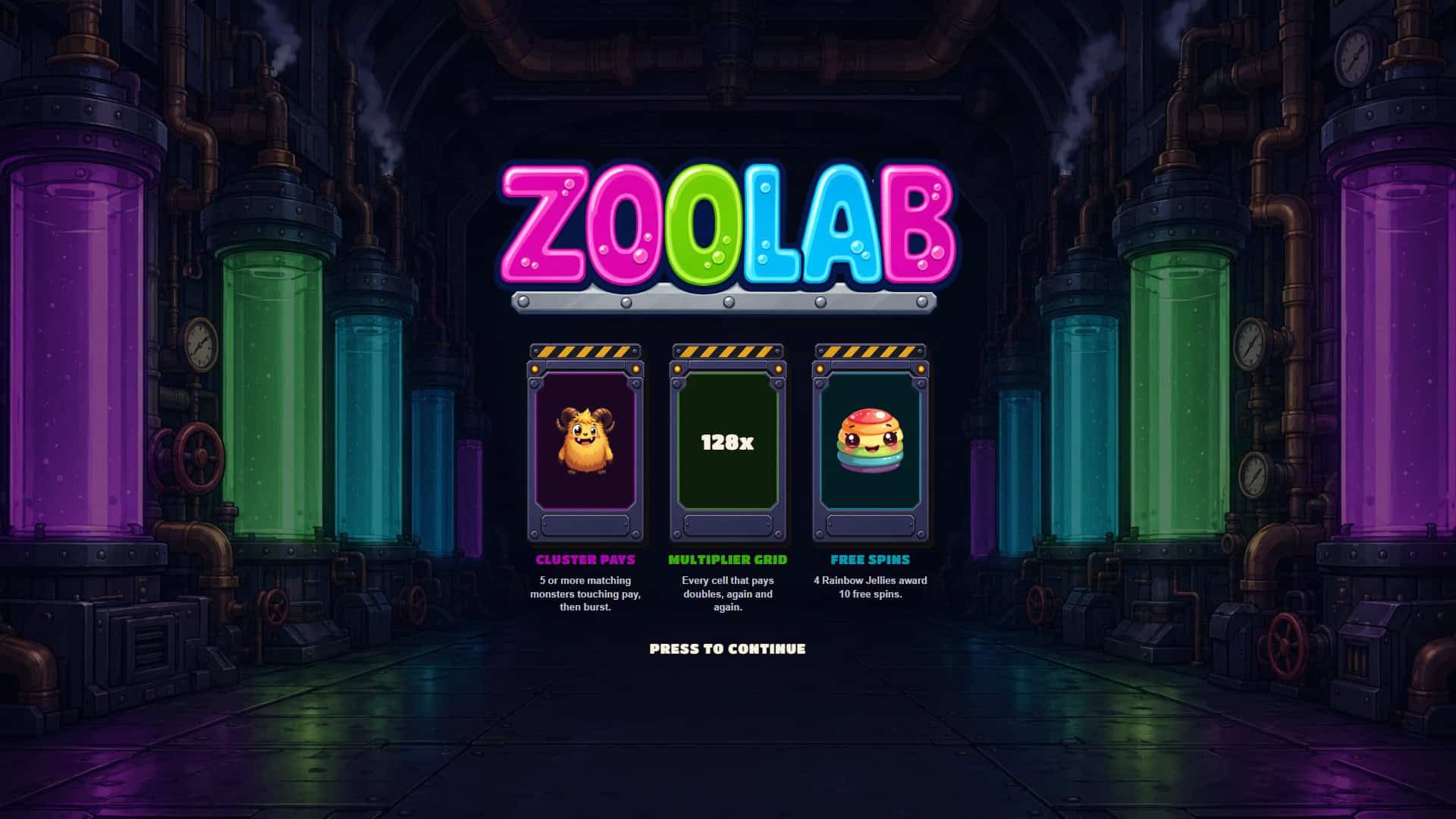 Zoolab slot intro screen