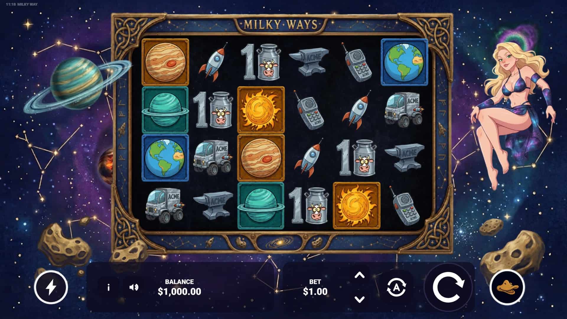 Milky Ways slot gameplay reels
