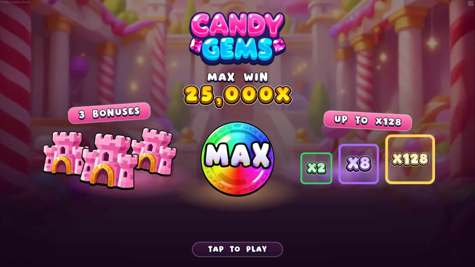 Candy Gems slot intro screen