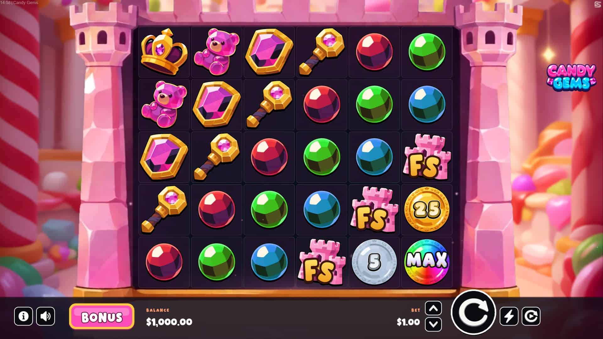 Candy Gems slot gameplay reels
