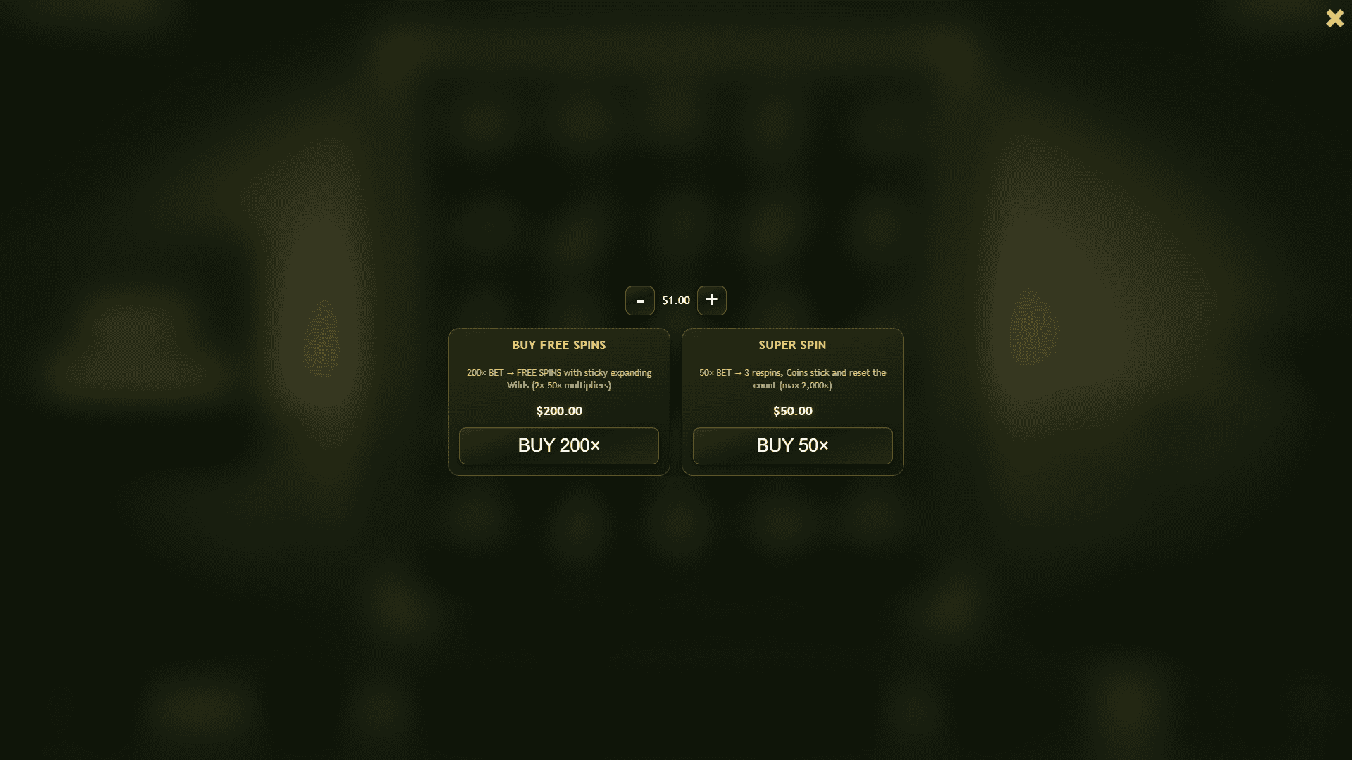 Go Bananas! bonus buy menu