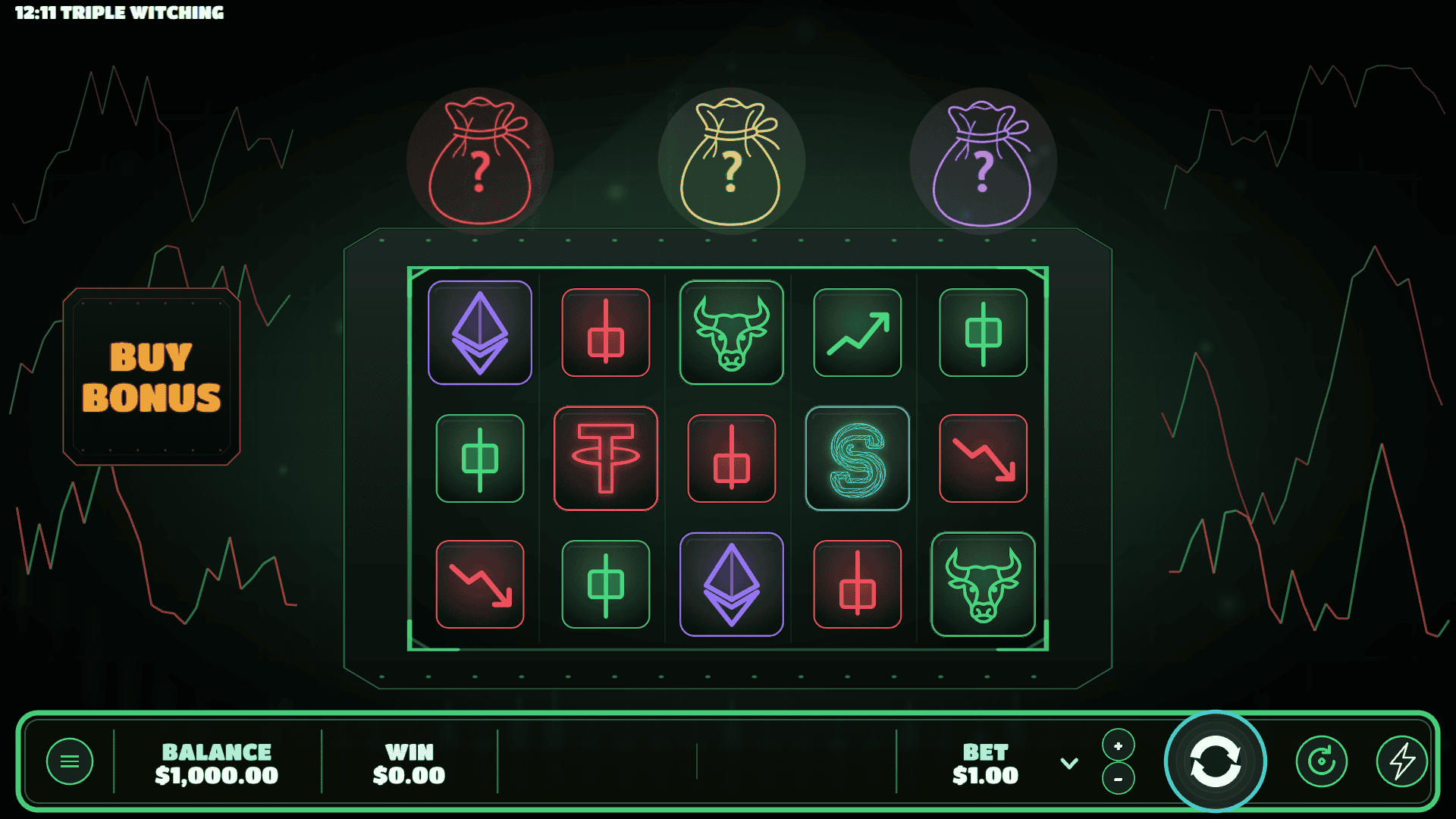 TripleWitching slot gameplay reels