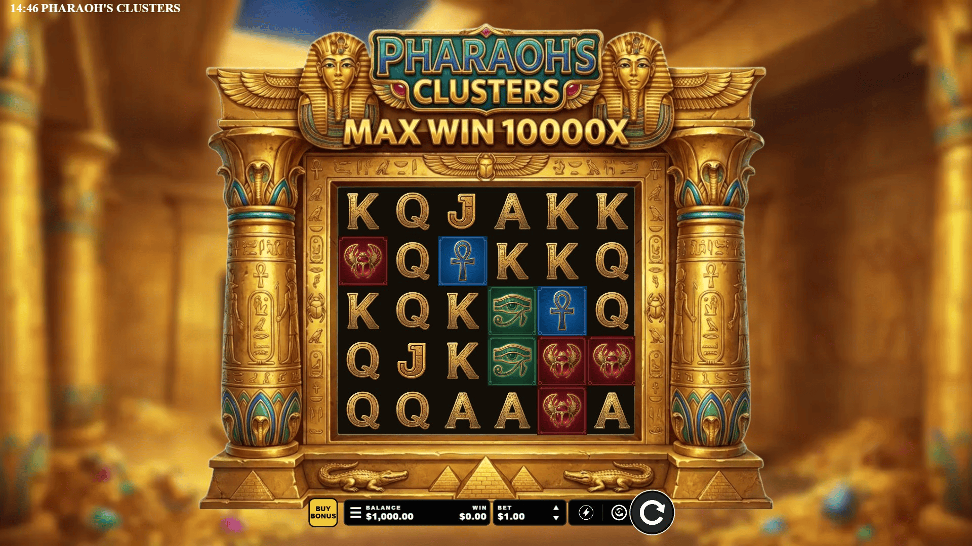 Pharaohs Clusters slot gameplay reels