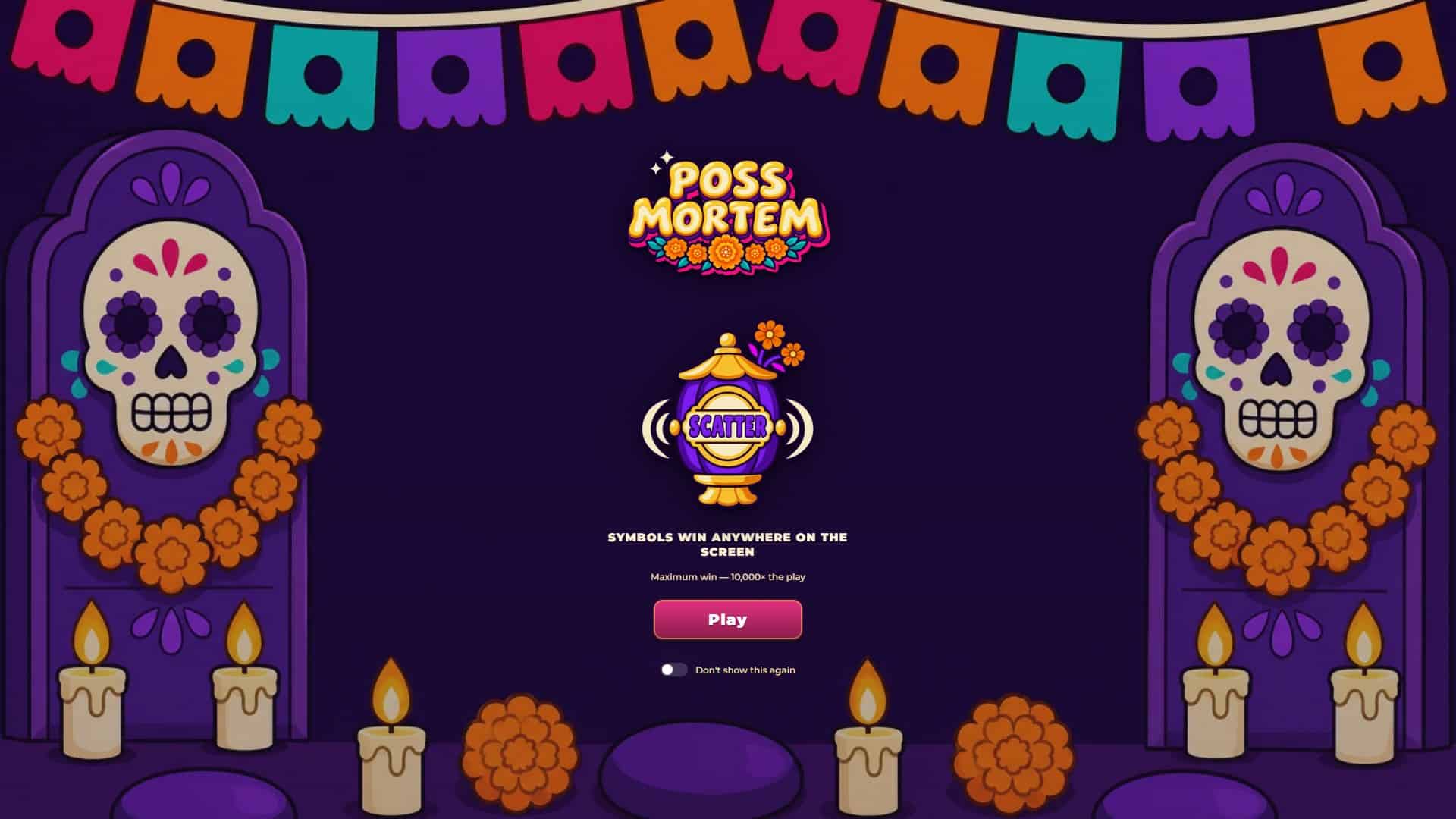 Poss Mortem slot intro screen