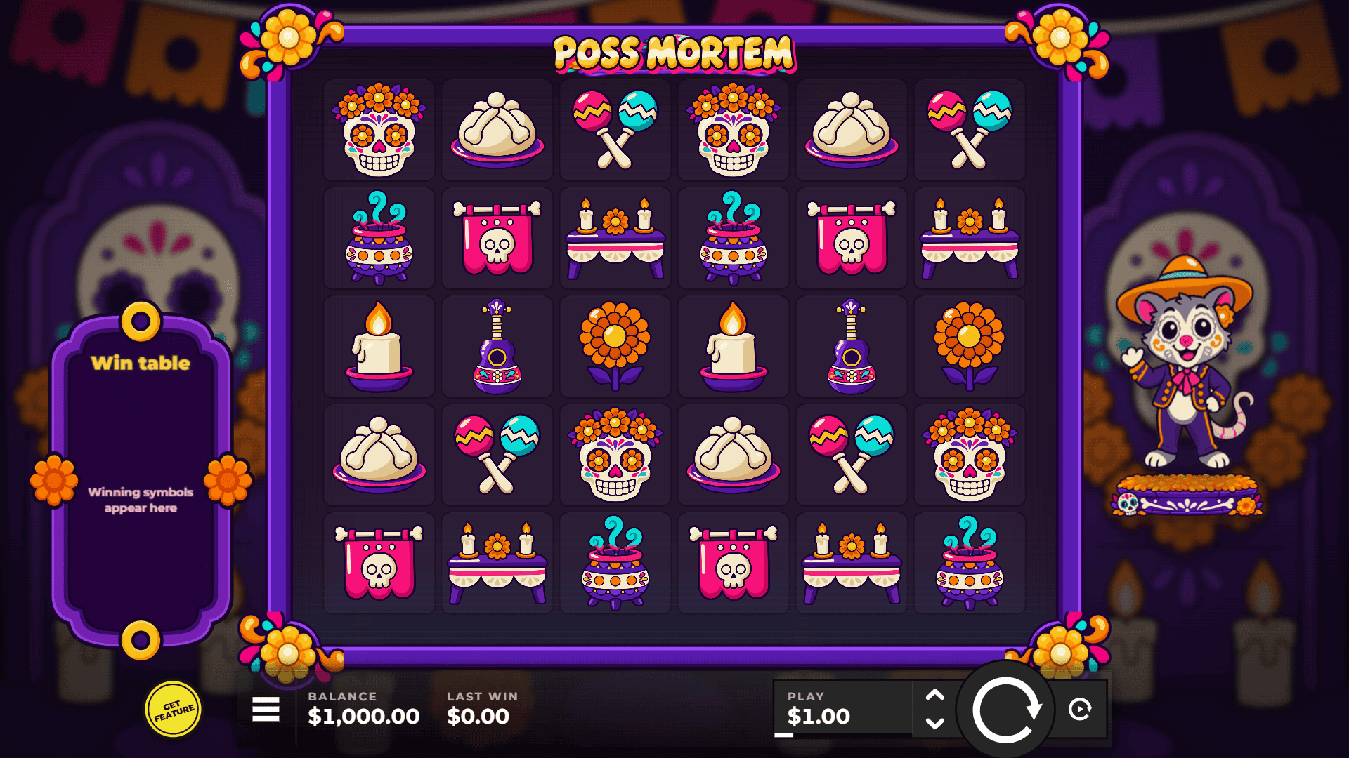 Poss Mortem slot gameplay reels