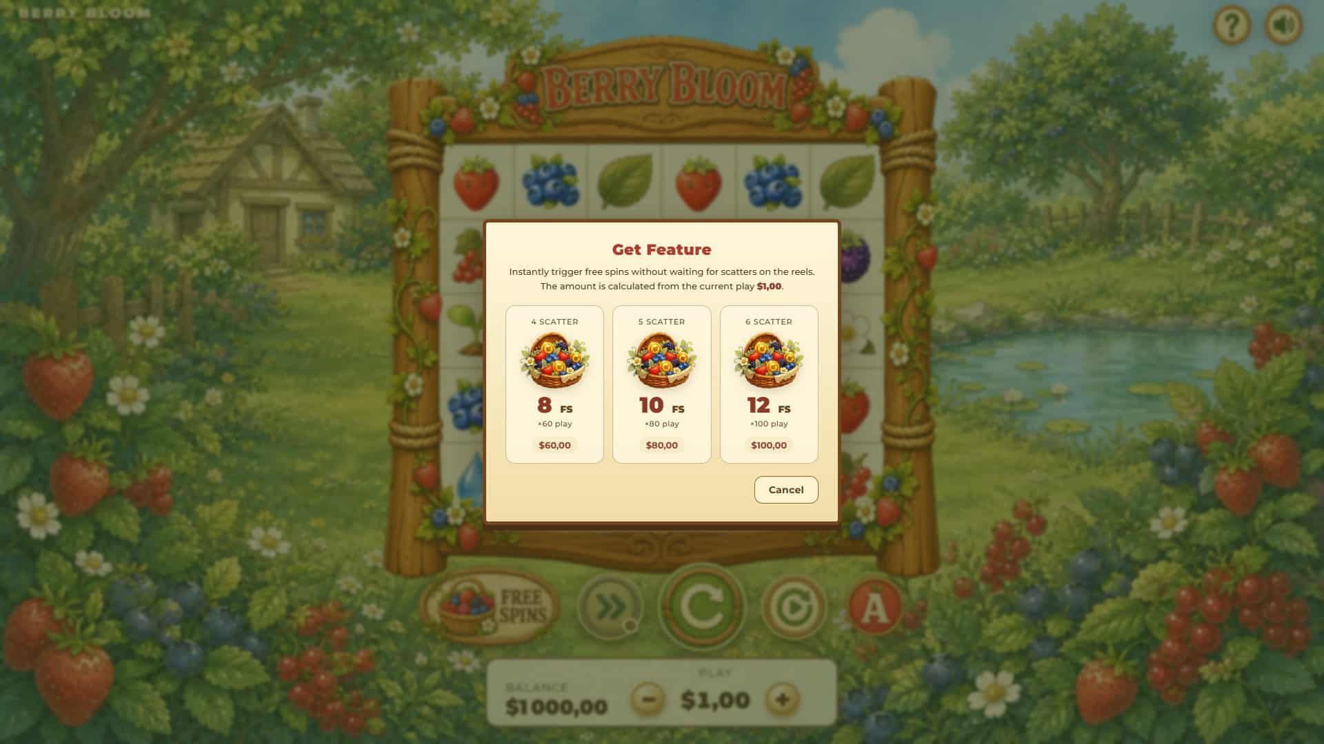 Berry bloom bonus buy menu