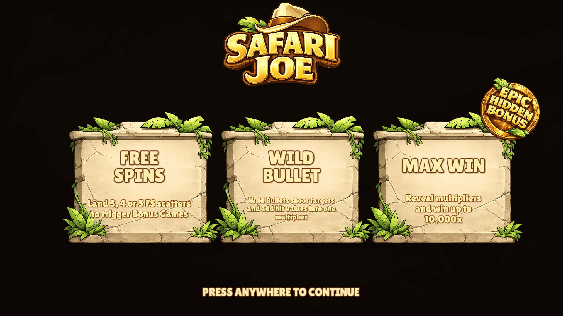 Safari Joe slot intro screen
