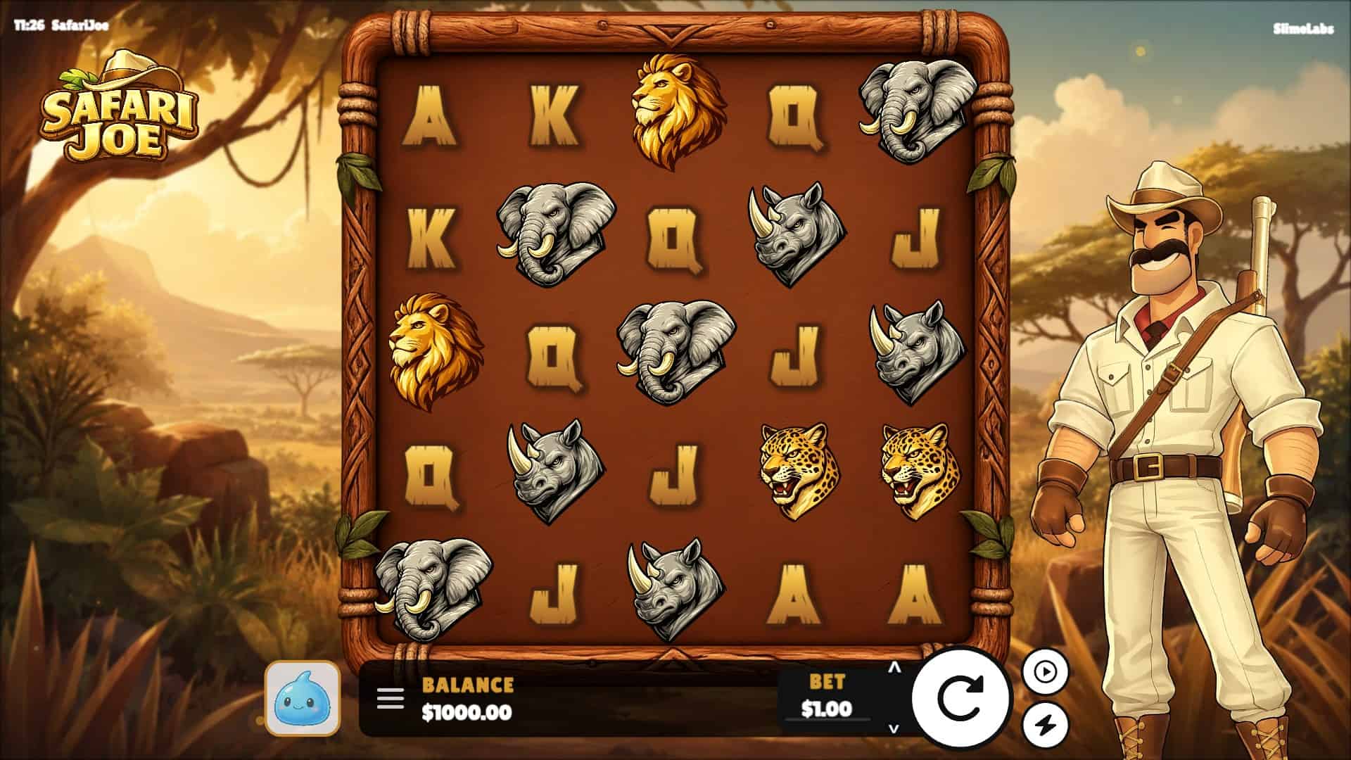 Safari Joe slot gameplay reels