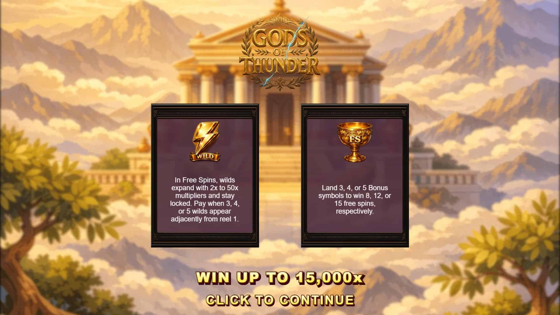 Gods Of Thunder slot intro screen