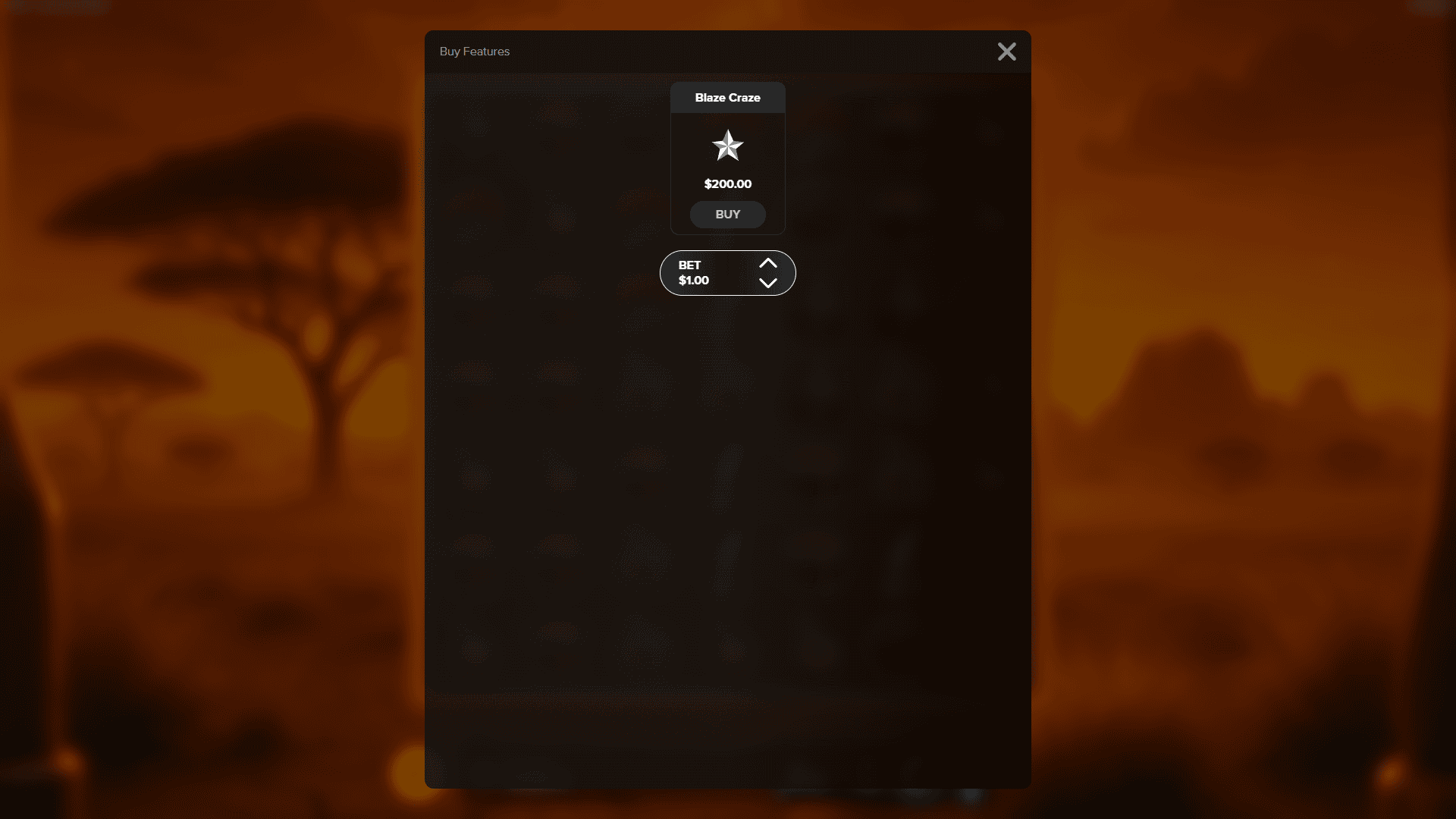 Savannah Blaze bonus buy menu