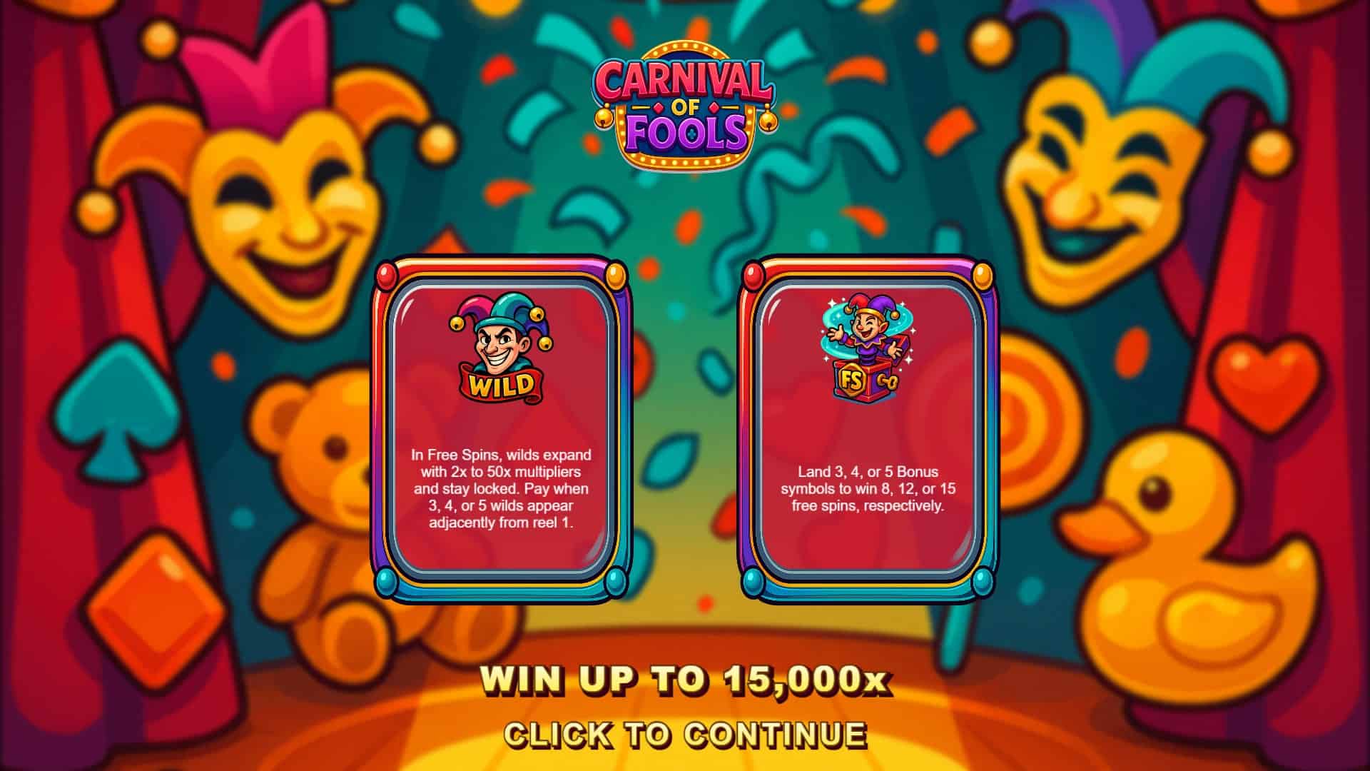 Carnival Of Fools slot intro screen