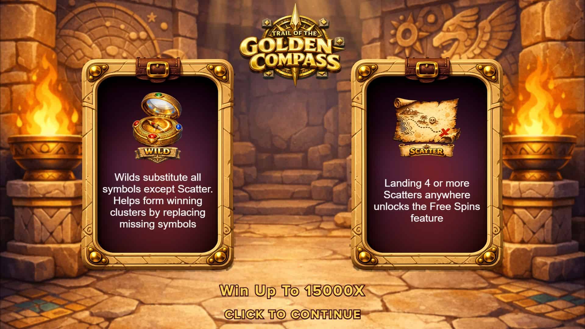 Trail of Golden Compass slot intro screen