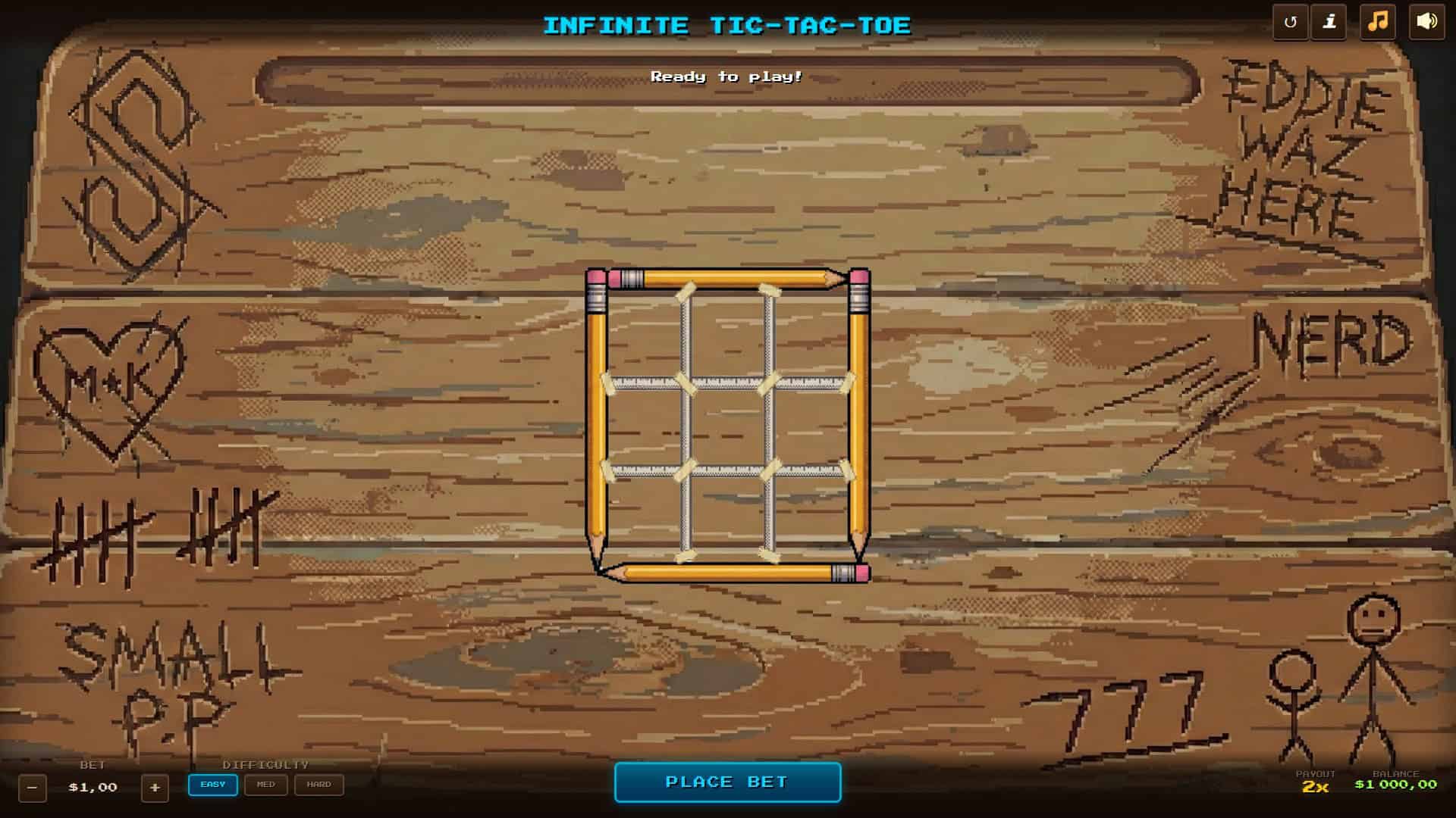 Infinite Tic-Tac-Toe slot gameplay reels