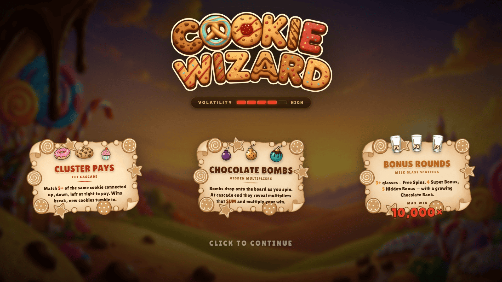 Cookie Wizard slot intro screen