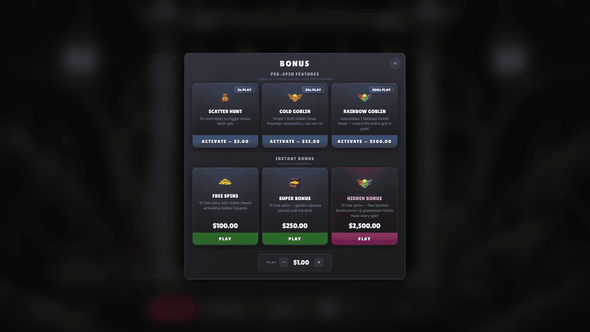 Loot Goblins bonus buy menu