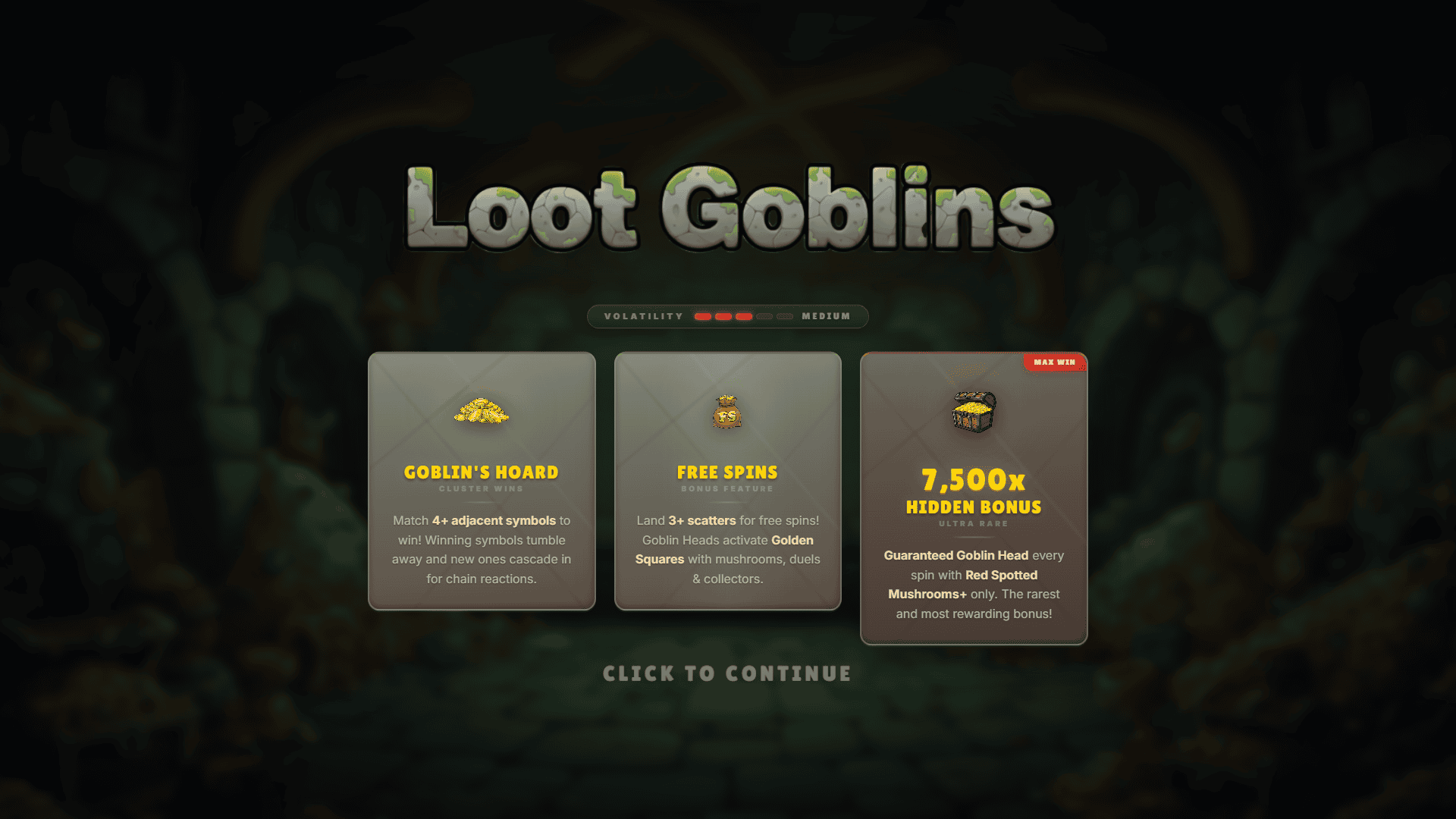 Loot Goblins slot intro screen