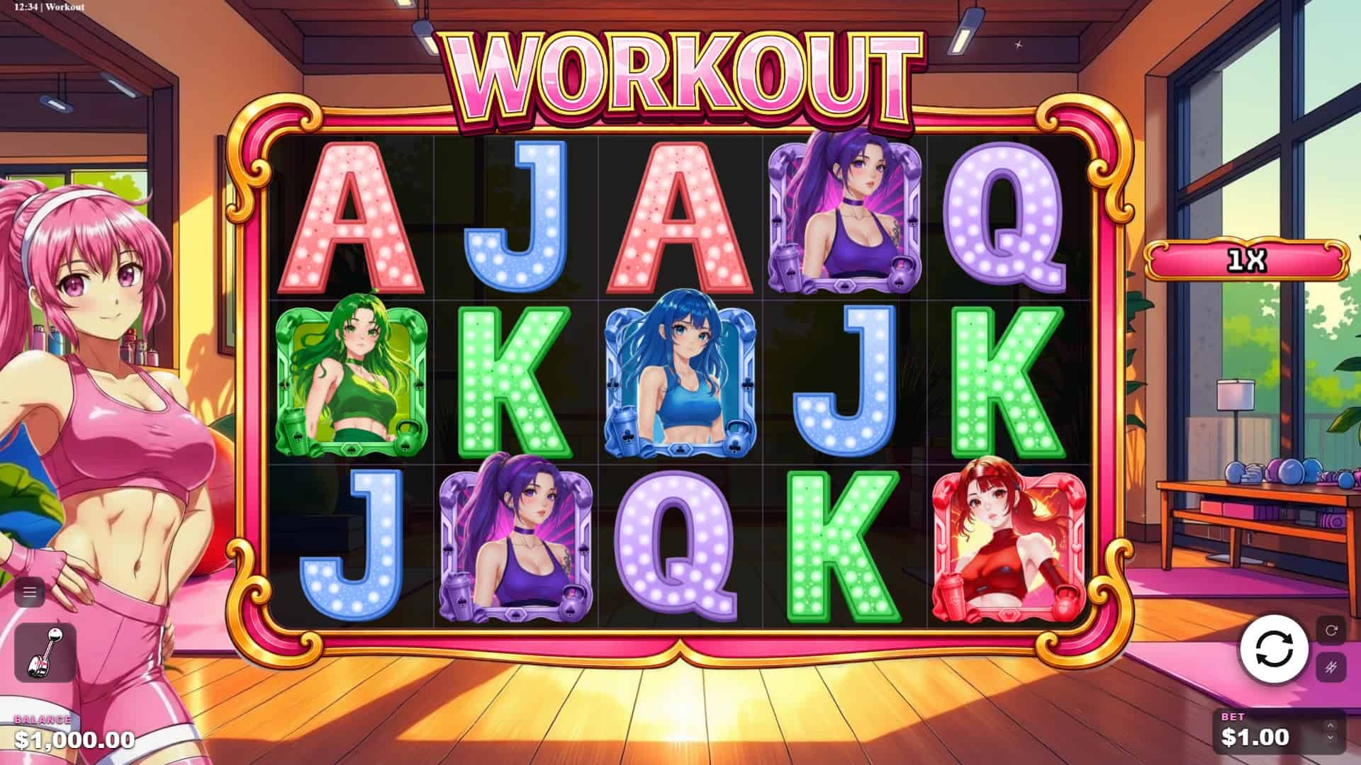 Workout slot gameplay reels