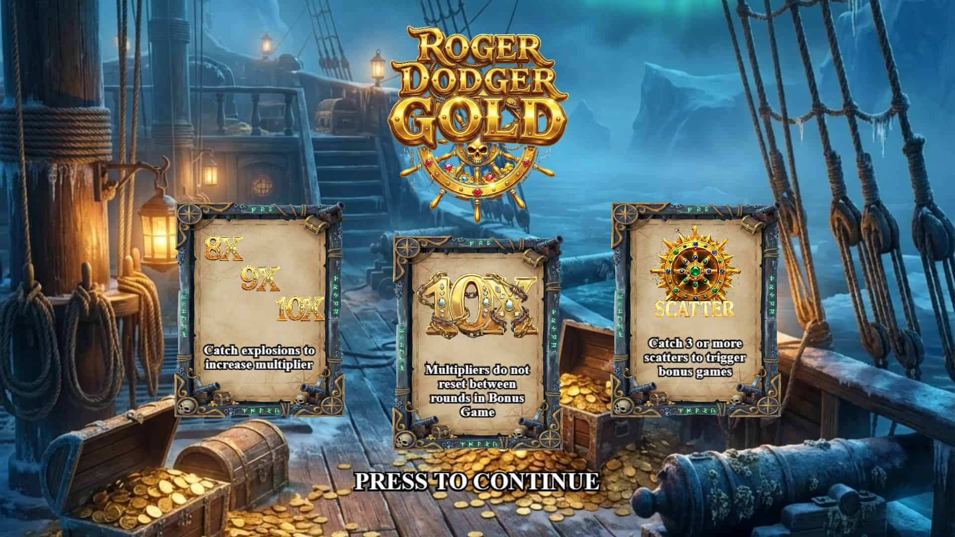 Roger Dodger Gold slot intro screen
