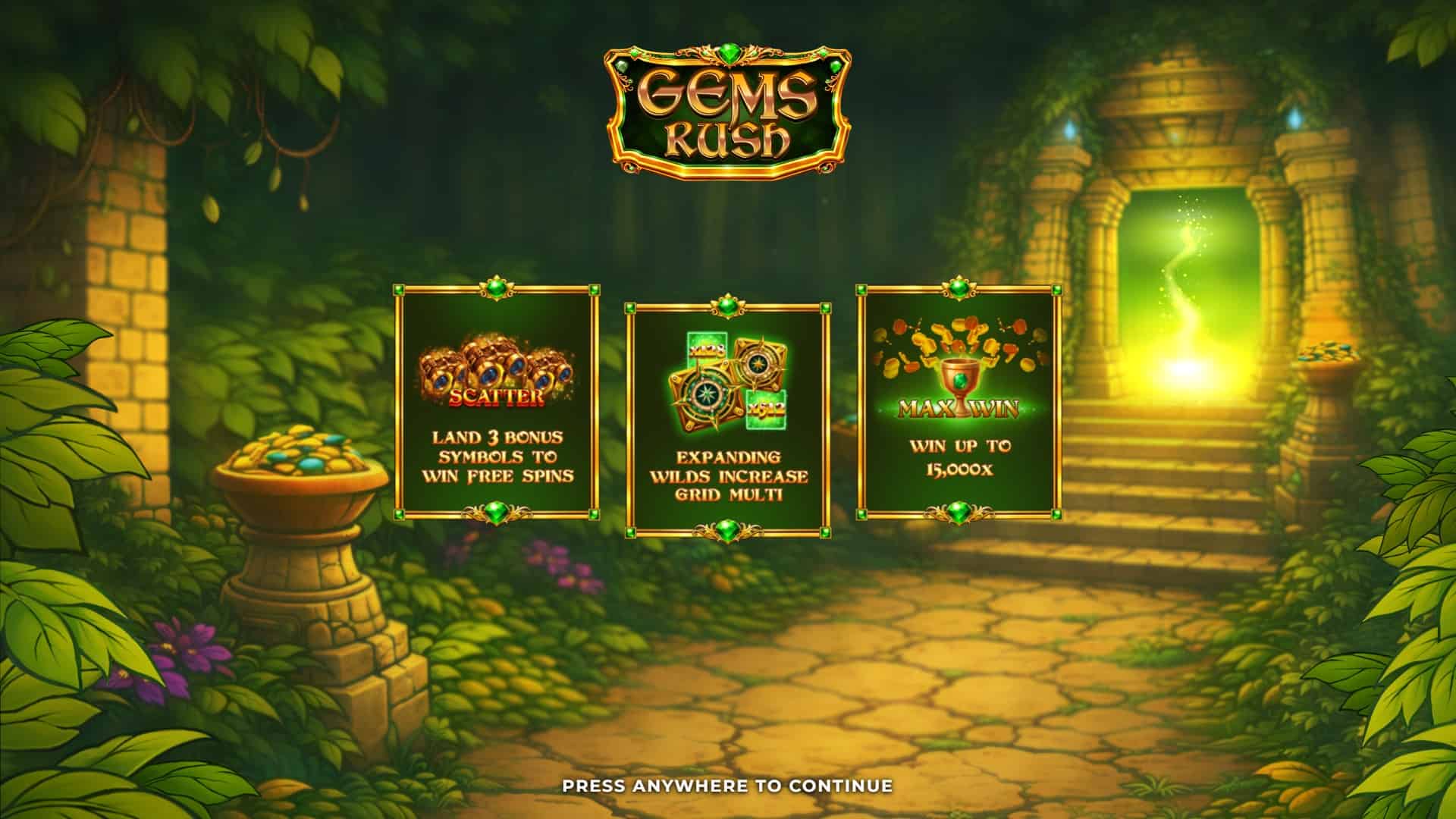 Gems Rush slot intro screen