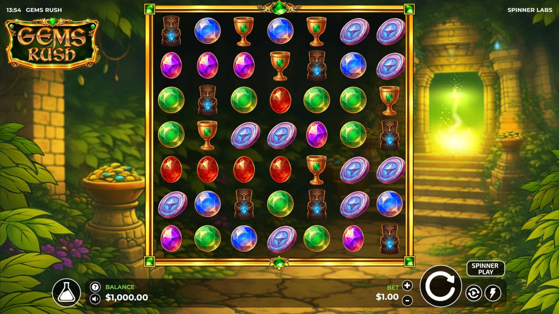 Gems Rush slot gameplay reels