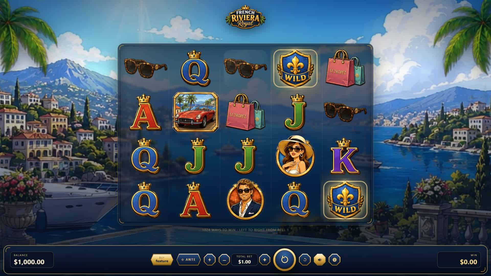 French Riviera Royale slot gameplay reels