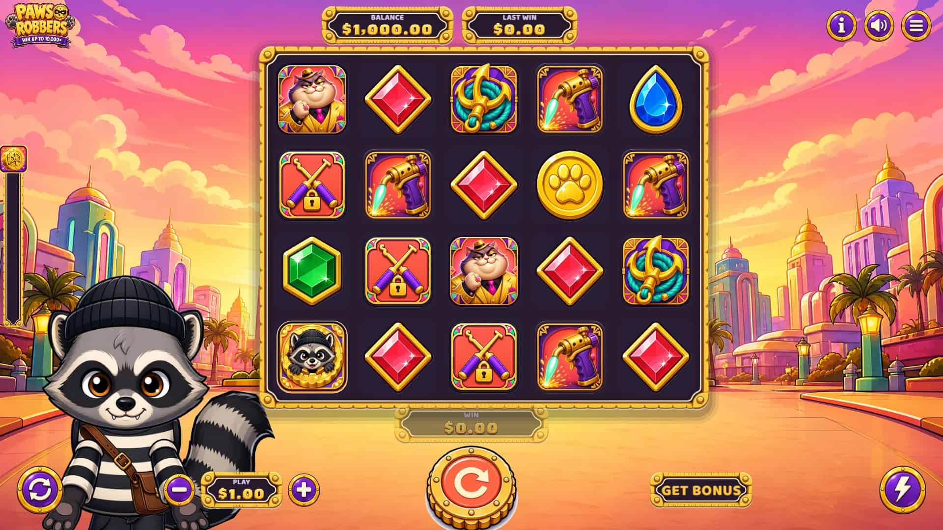 Paws and Robbers slot gameplay reels
