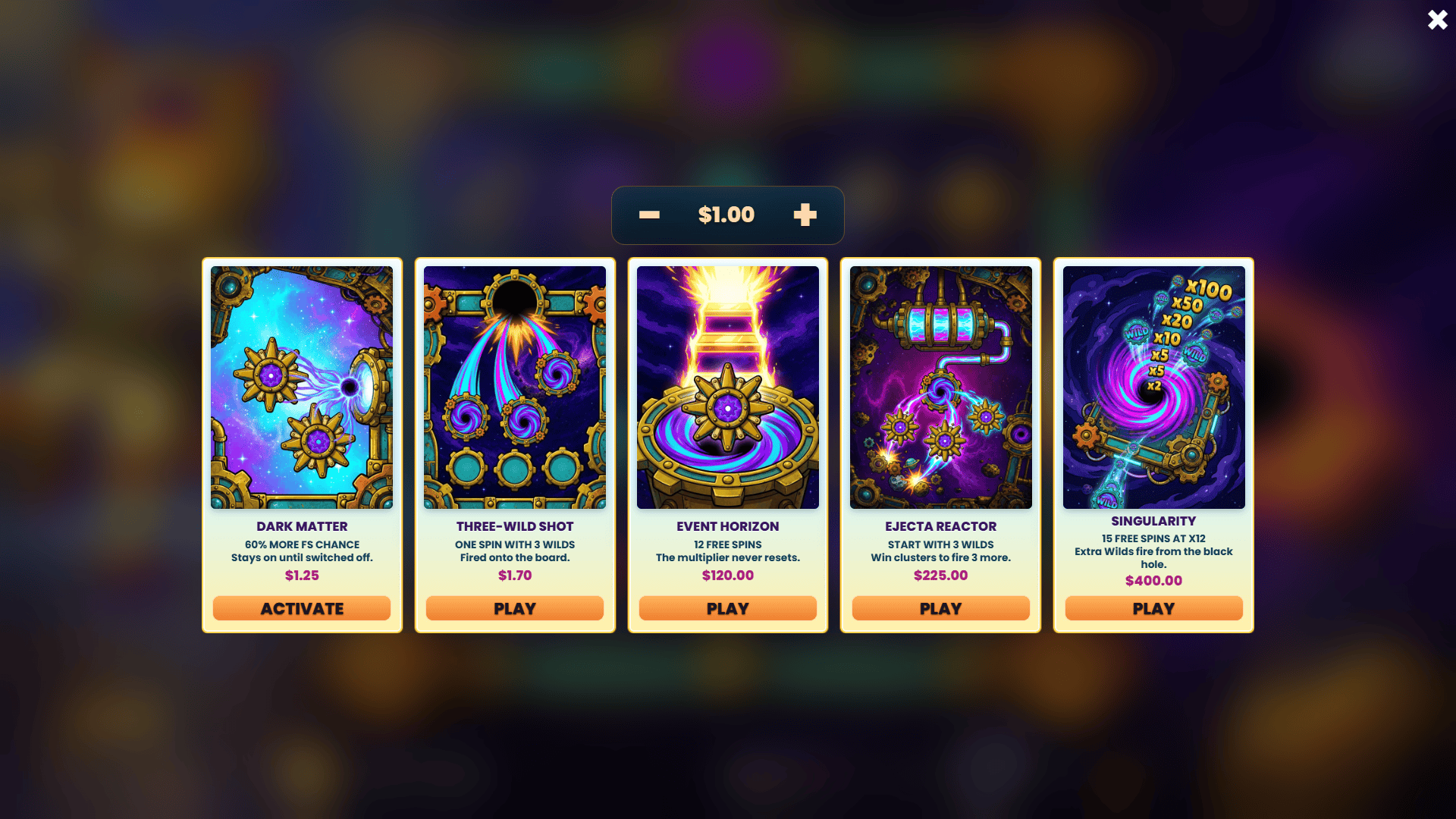 Super Massive bonus buy menu
