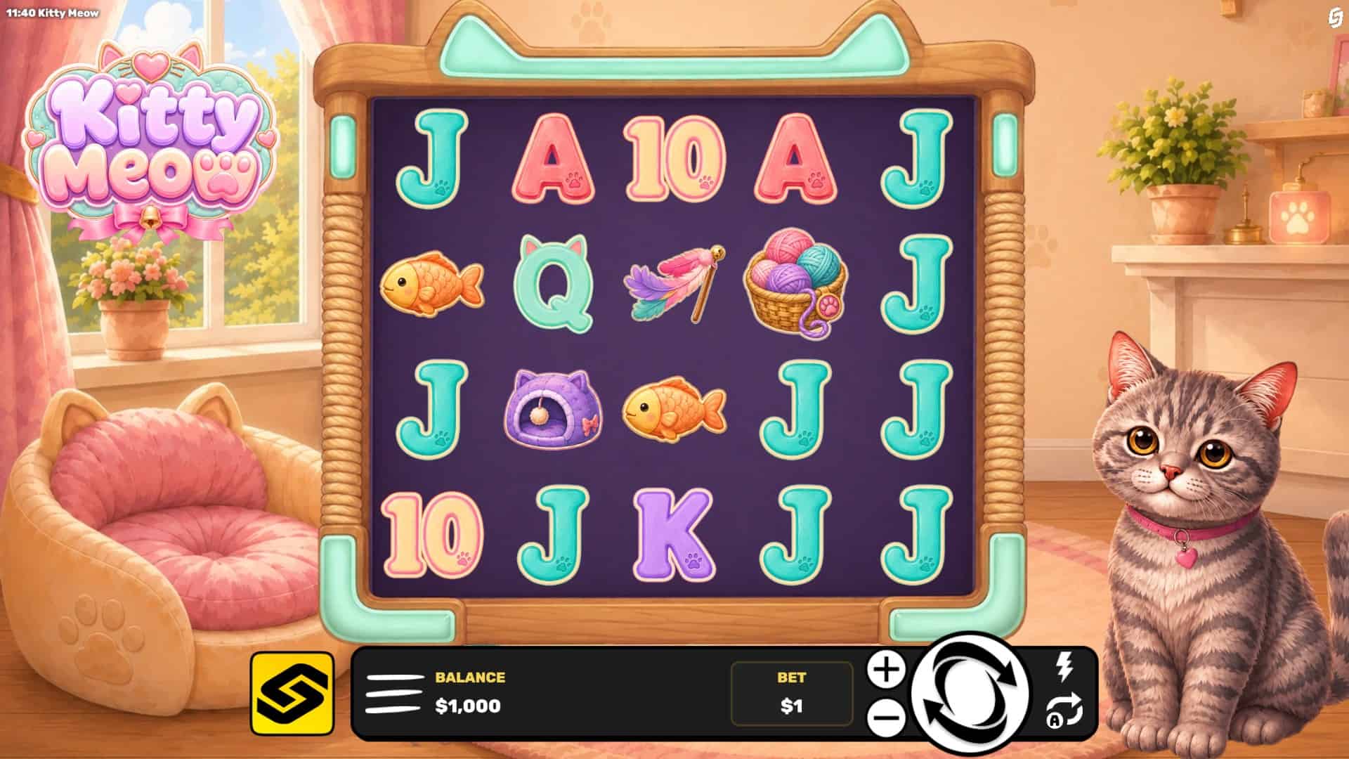 Kitty Meow slot gameplay reels