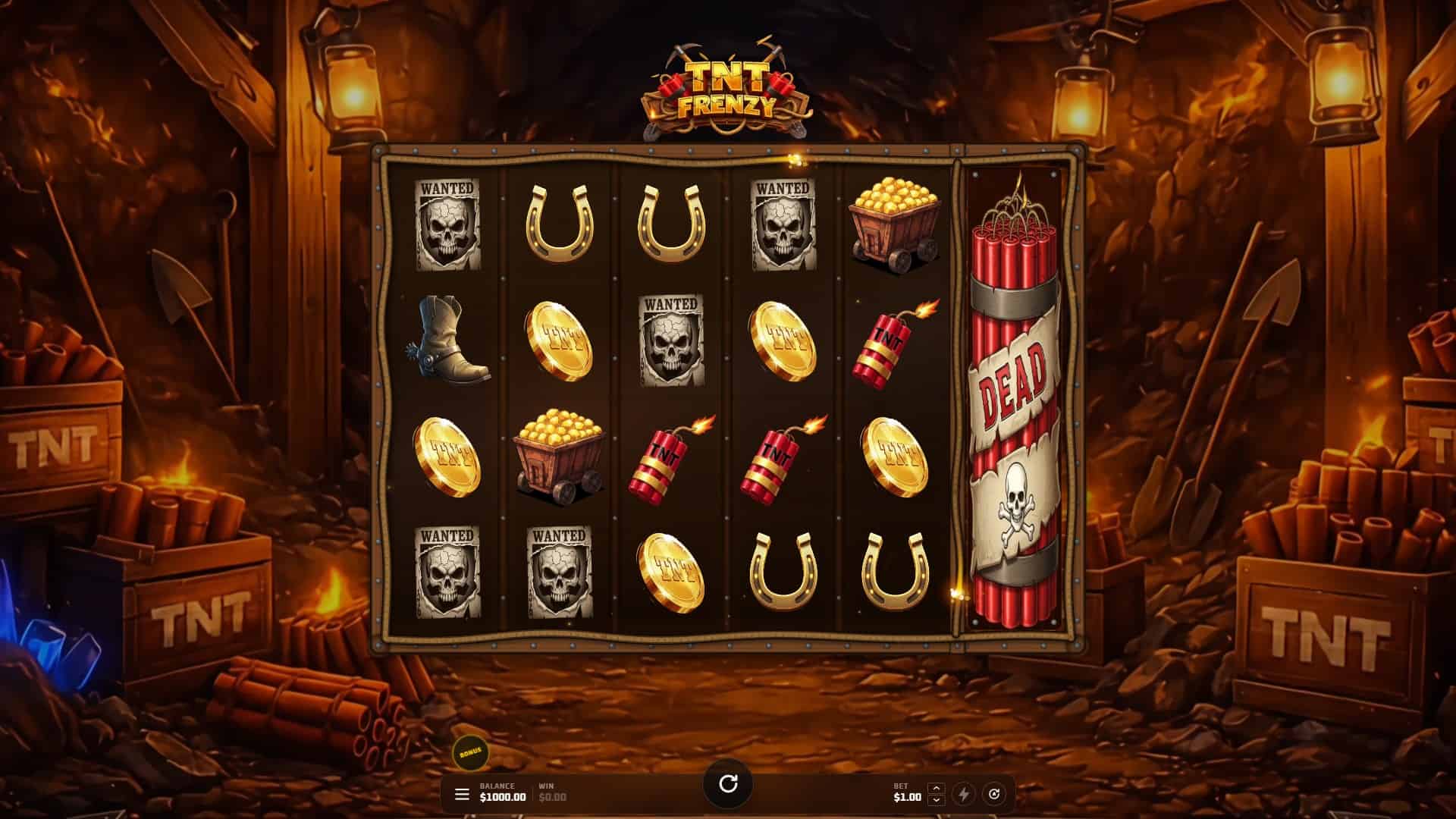 TNT Frenzy slot gameplay reels