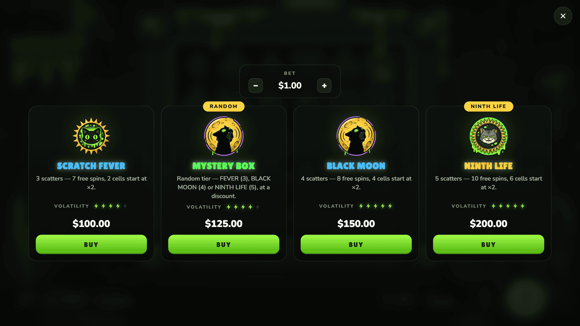 Hissy Fit bonus buy menu