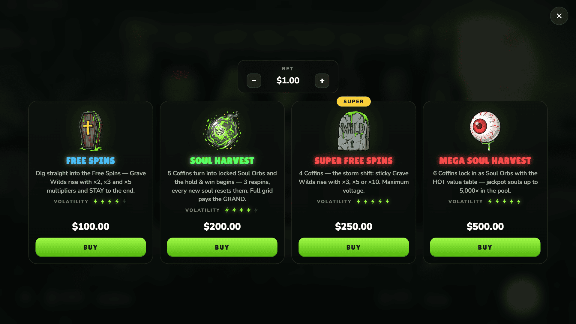 Rest in Pieces bonus buy menu