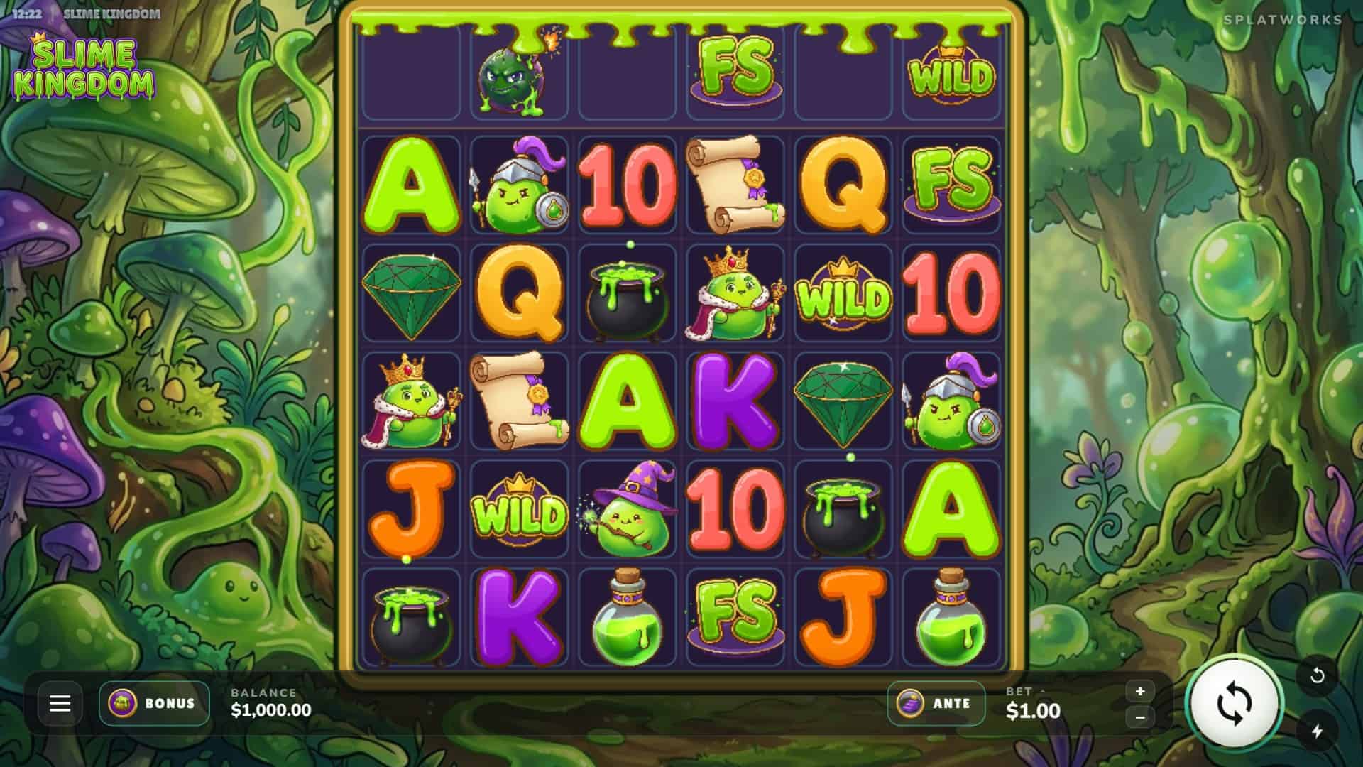 Slime Kingdom slot gameplay reels