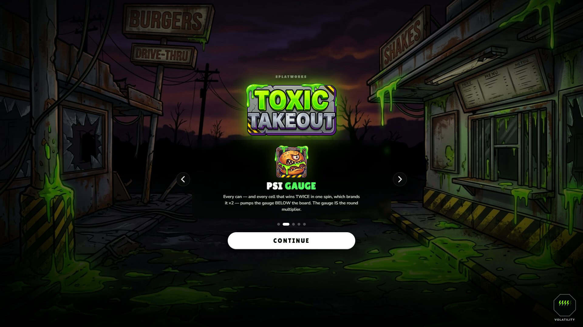 Toxic Takeout slot intro screen