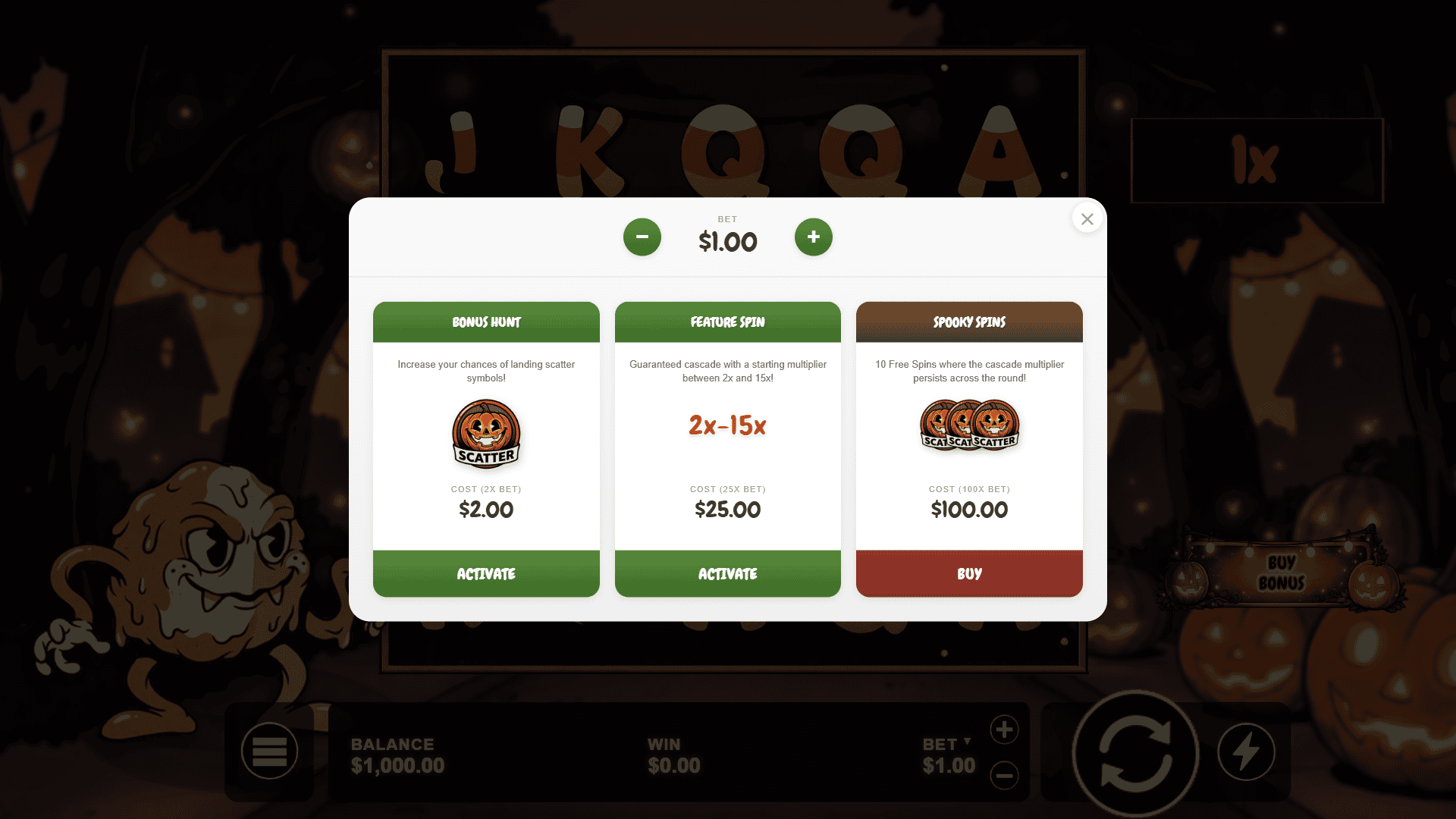 Spooky Summer bonus buy menu