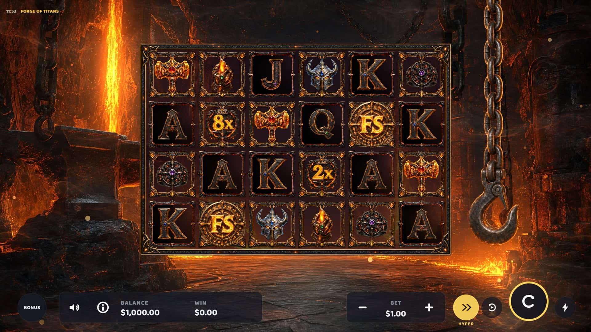Forge Of Titans slot gameplay reels