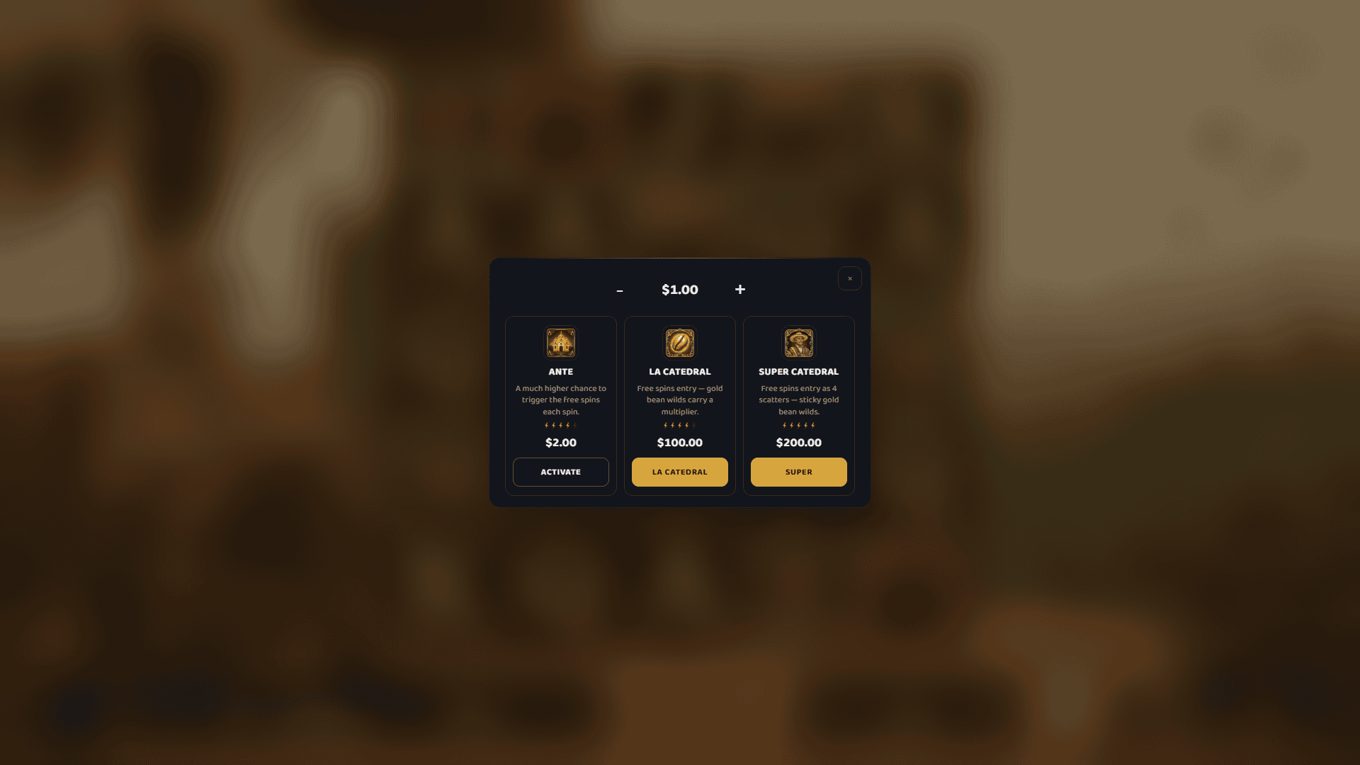 La Catedral bonus buy menu