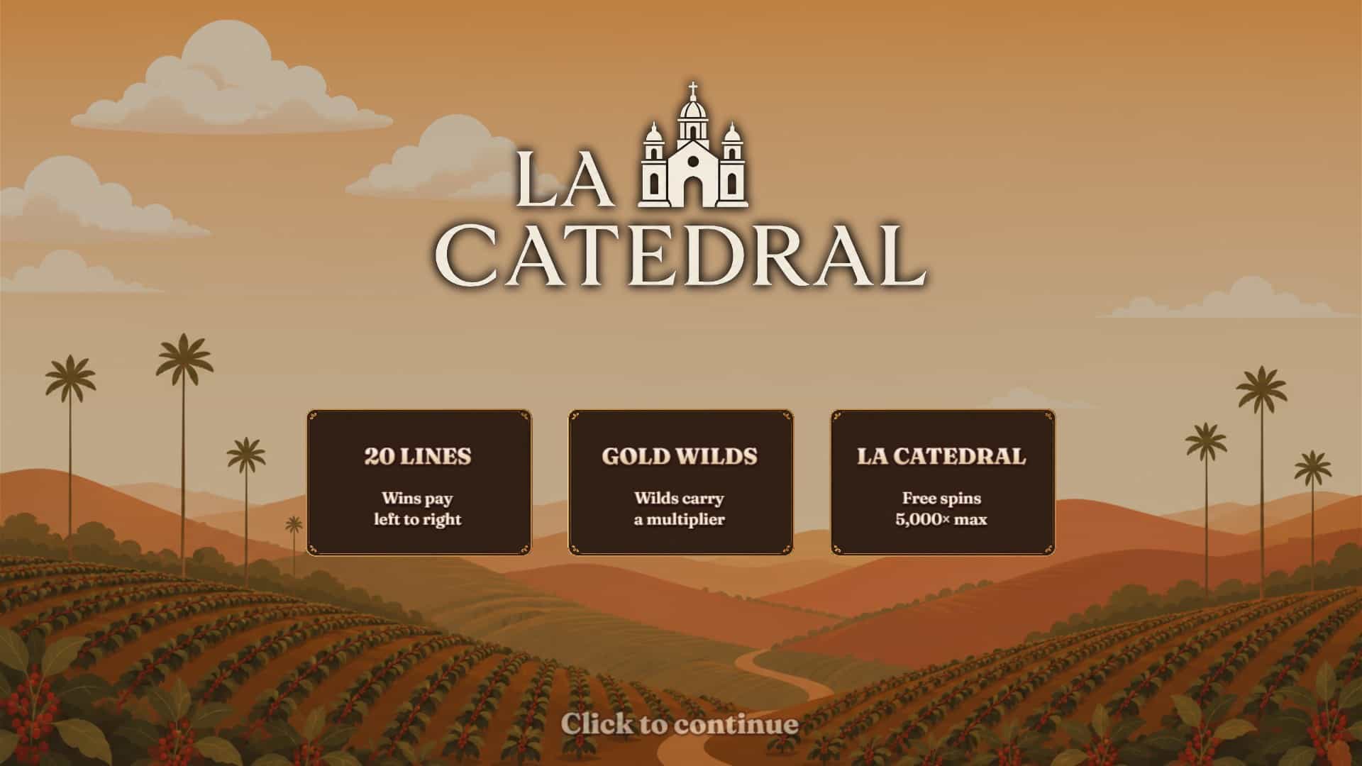 La Catedral slot intro screen