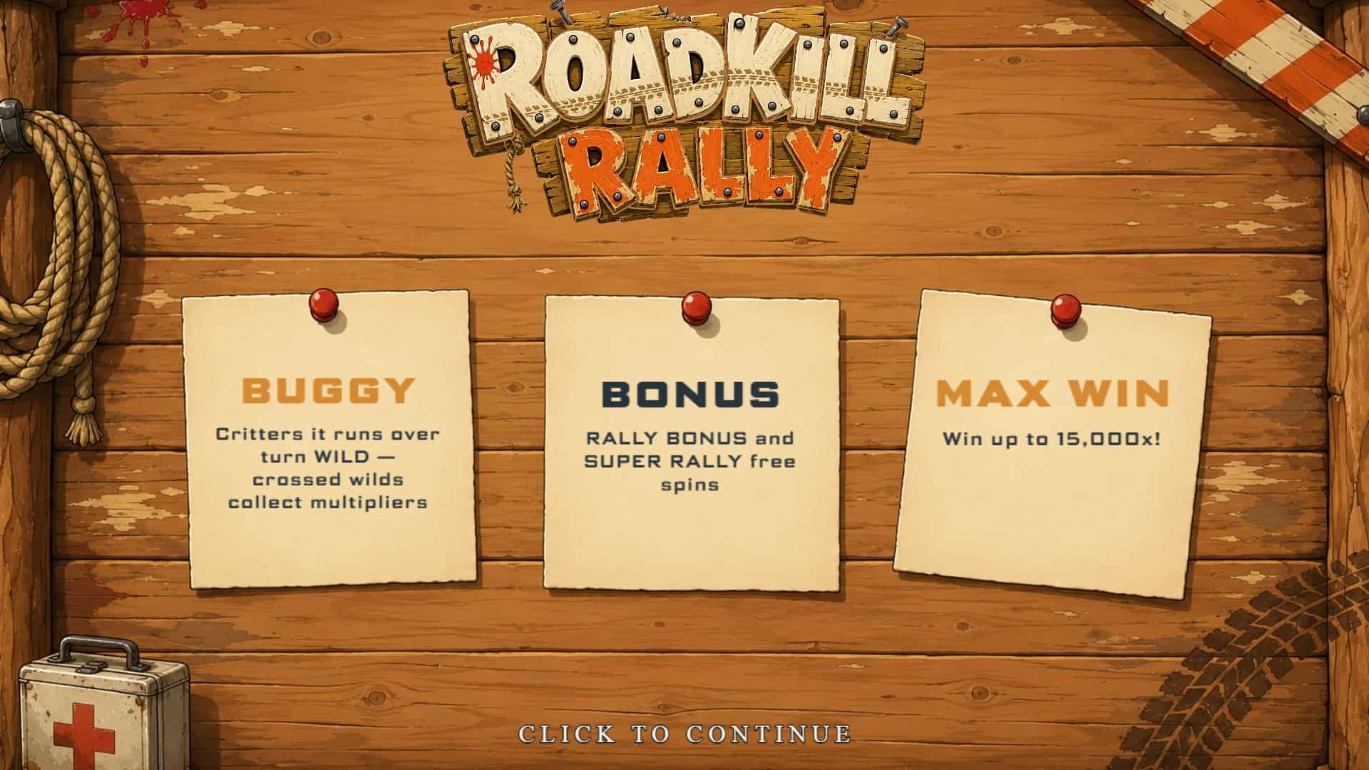 Roadkill Rally slot intro screen