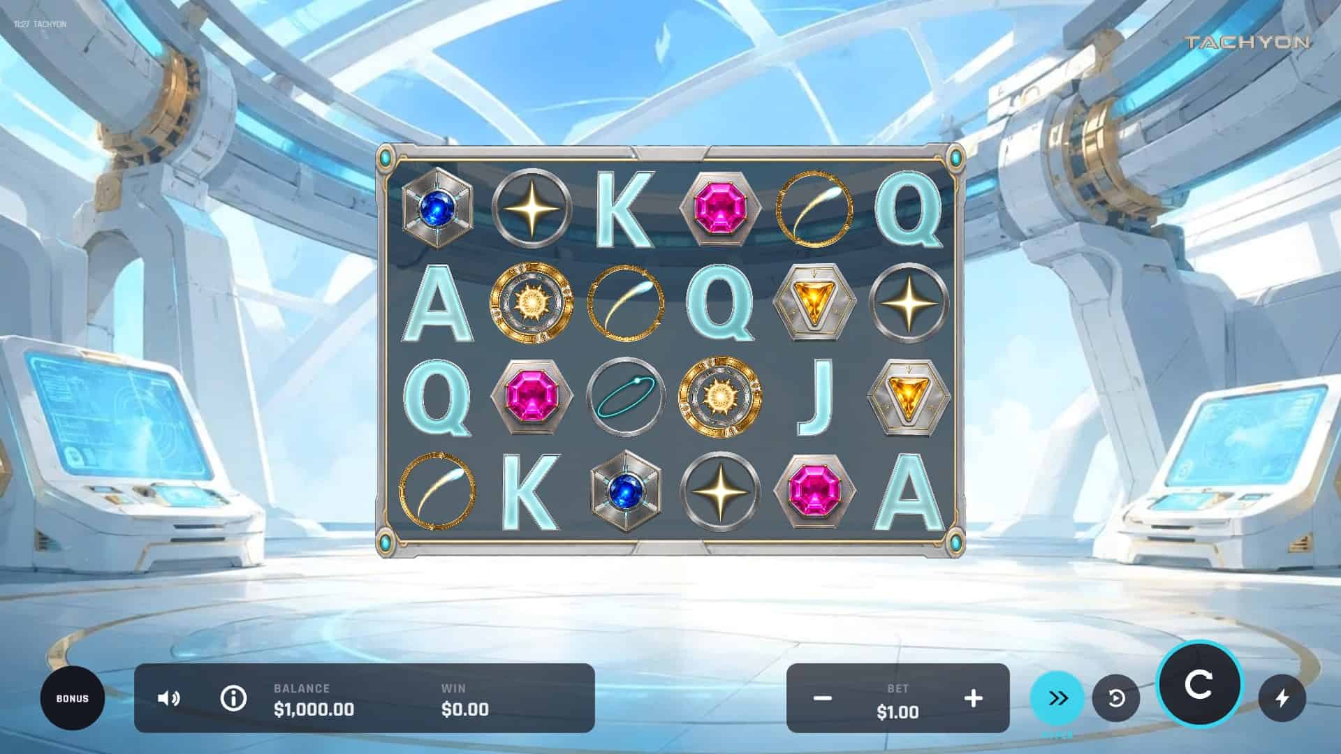 Tachyon slot gameplay reels