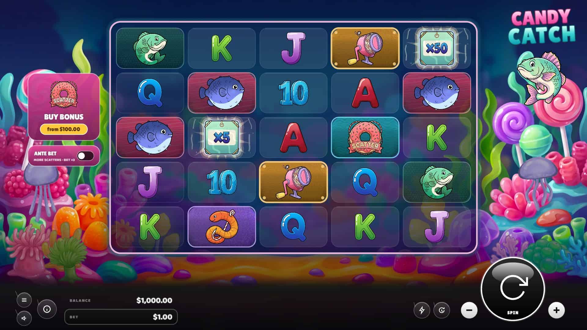 Candy Catch slot gameplay reels