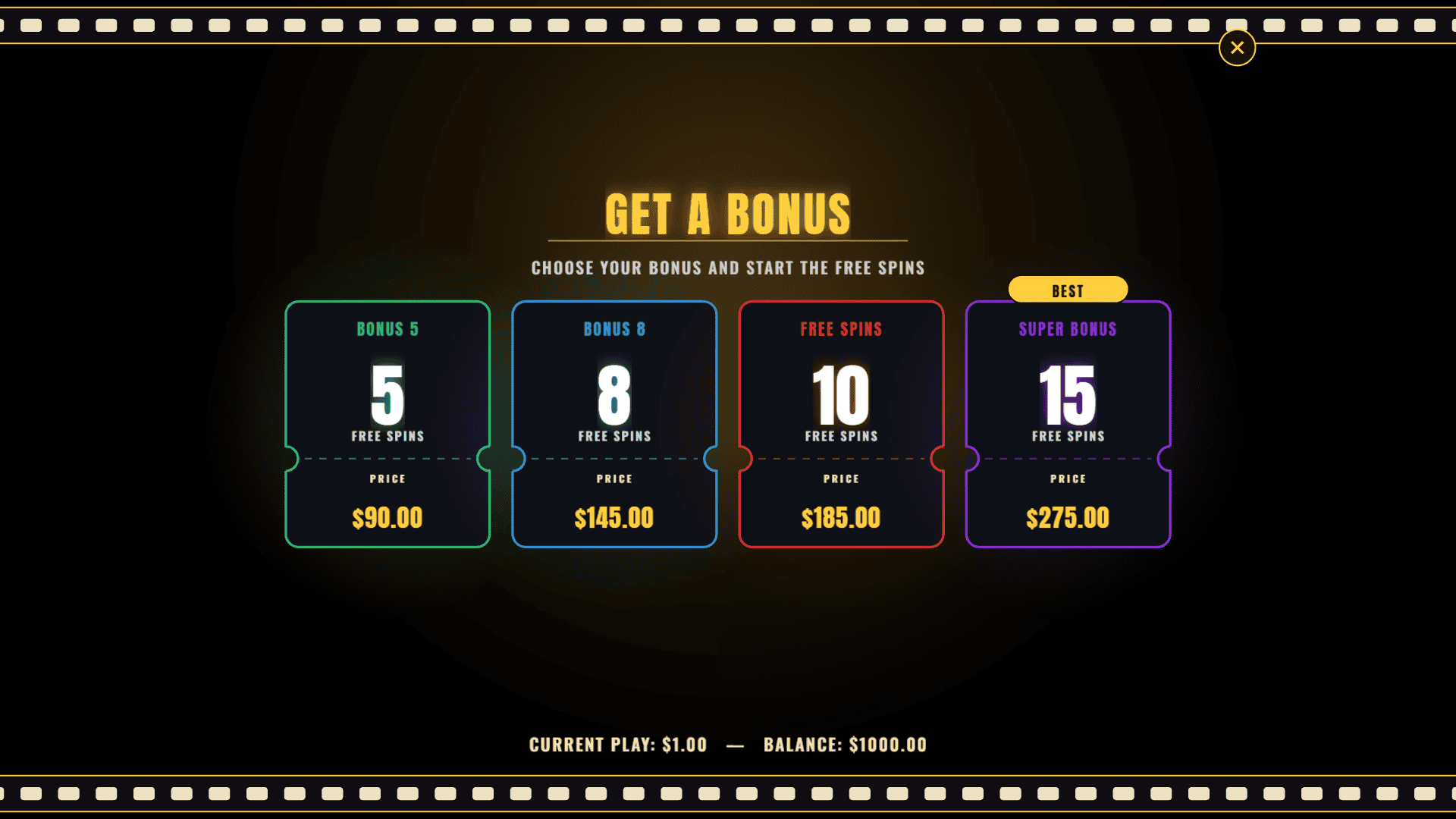 Blockbuster bonus buy menu