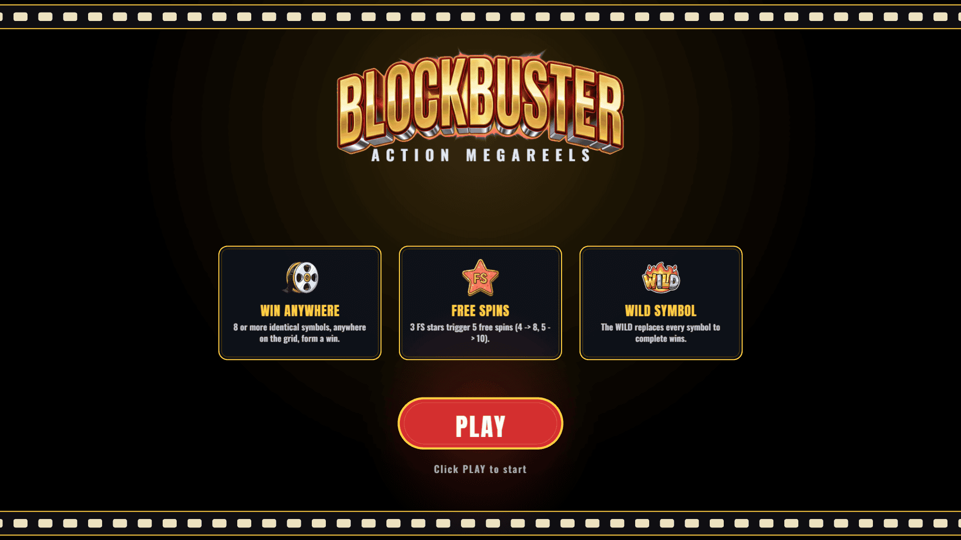 Blockbuster slot intro screen