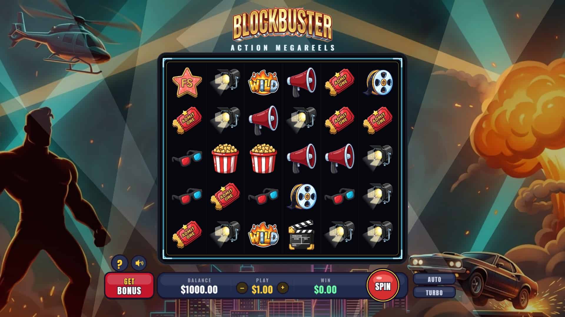 Blockbuster slot gameplay reels