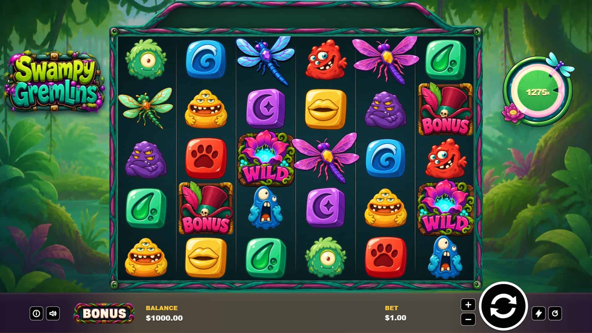 Swampy Gremlins slot gameplay reels