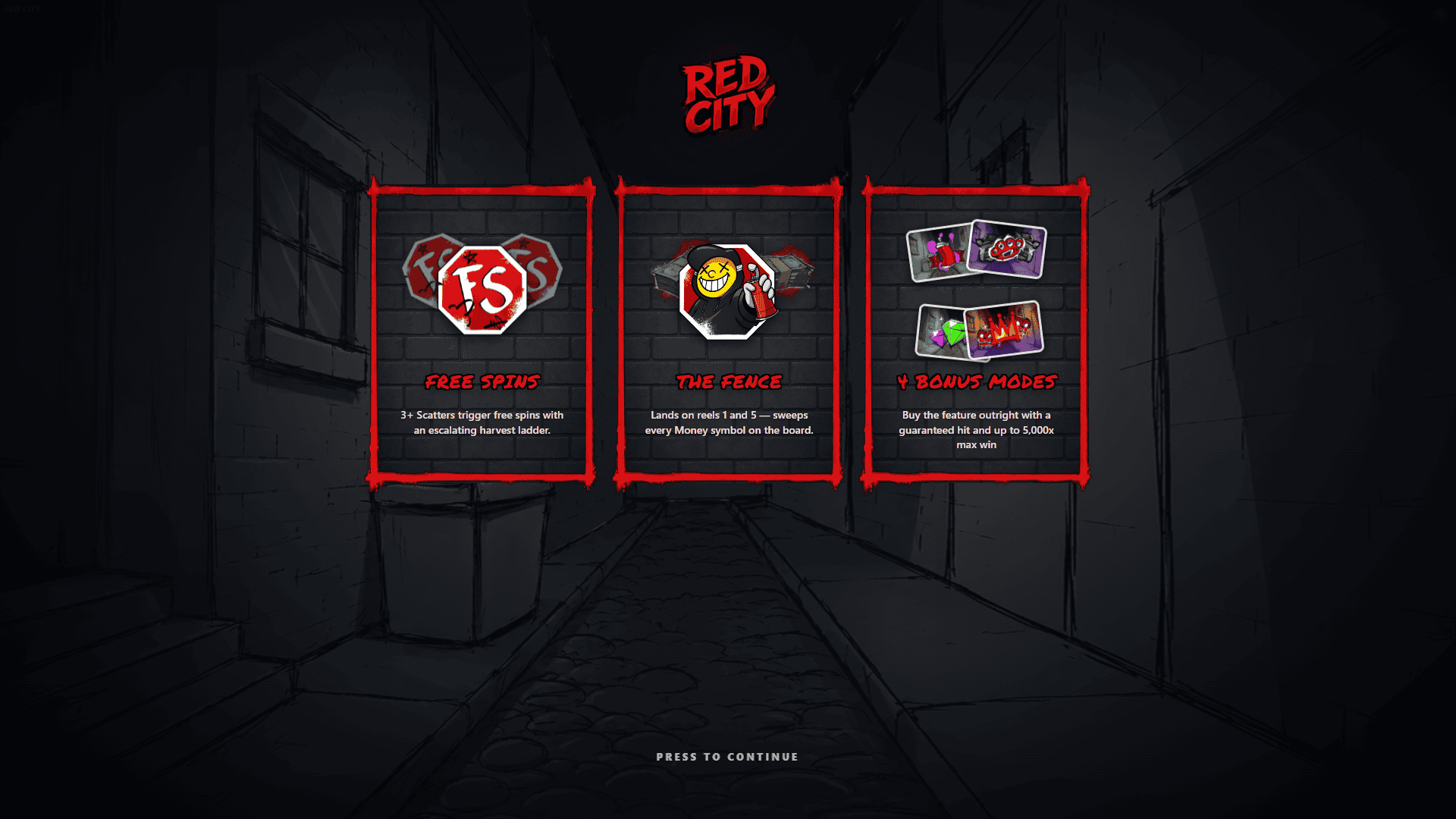 Red City slot intro screen